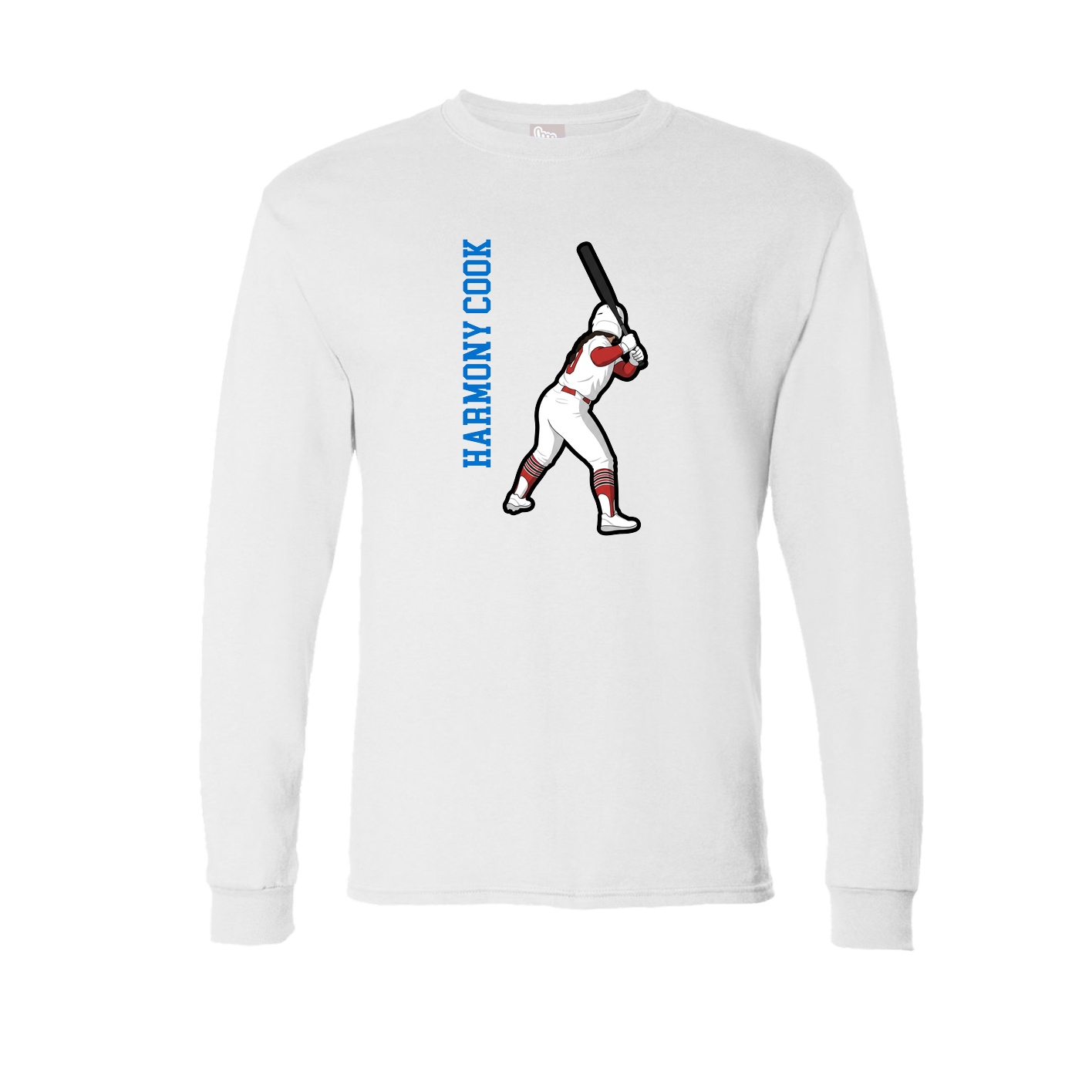 Long Sleeve Tee — Name Vertical in White