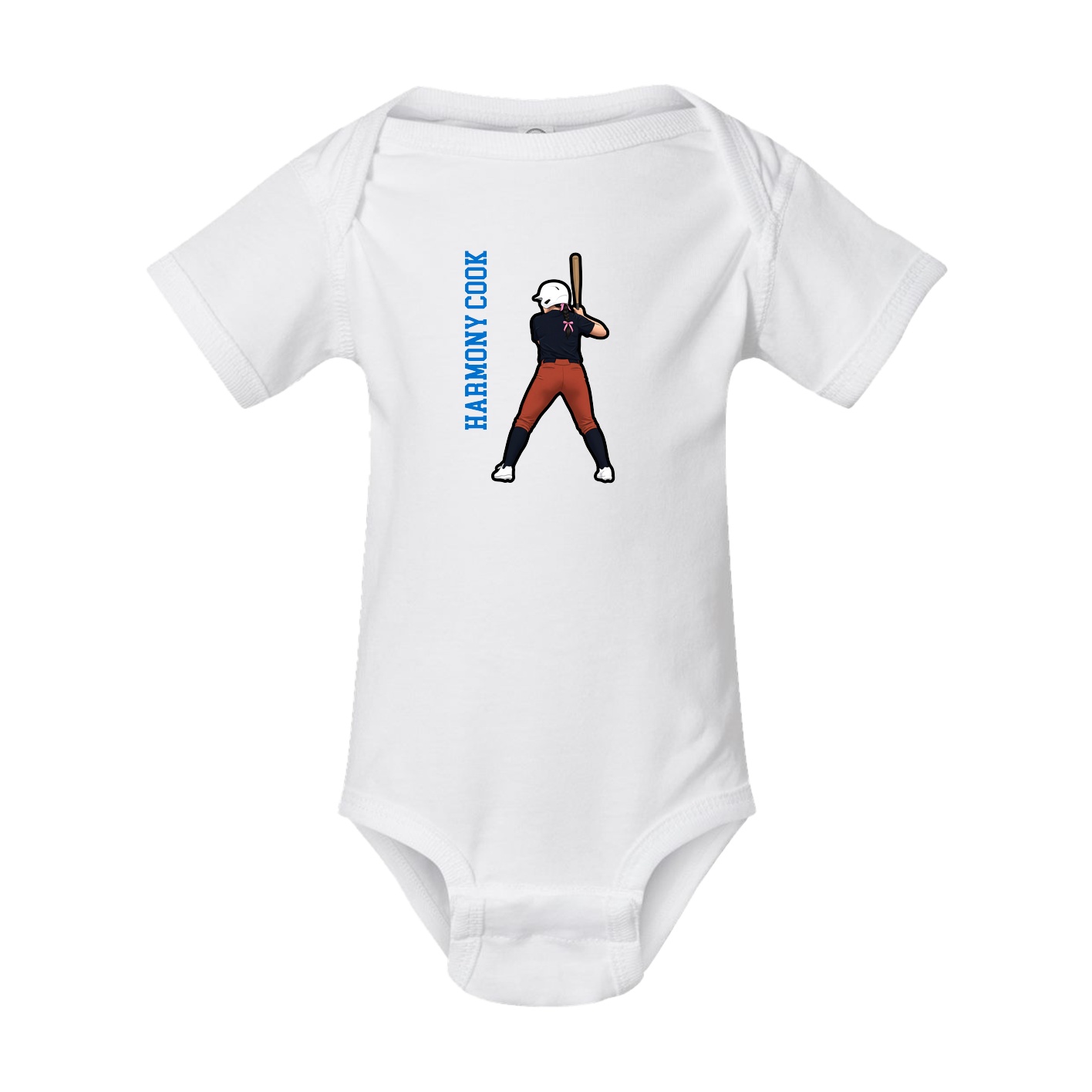 Baby Onesie — Name Vertical in White