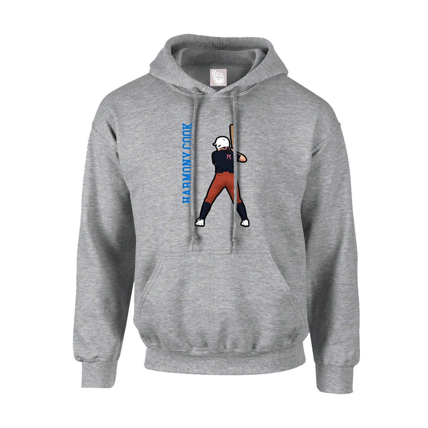 Youth Hoodie — Name Vertical in Grey