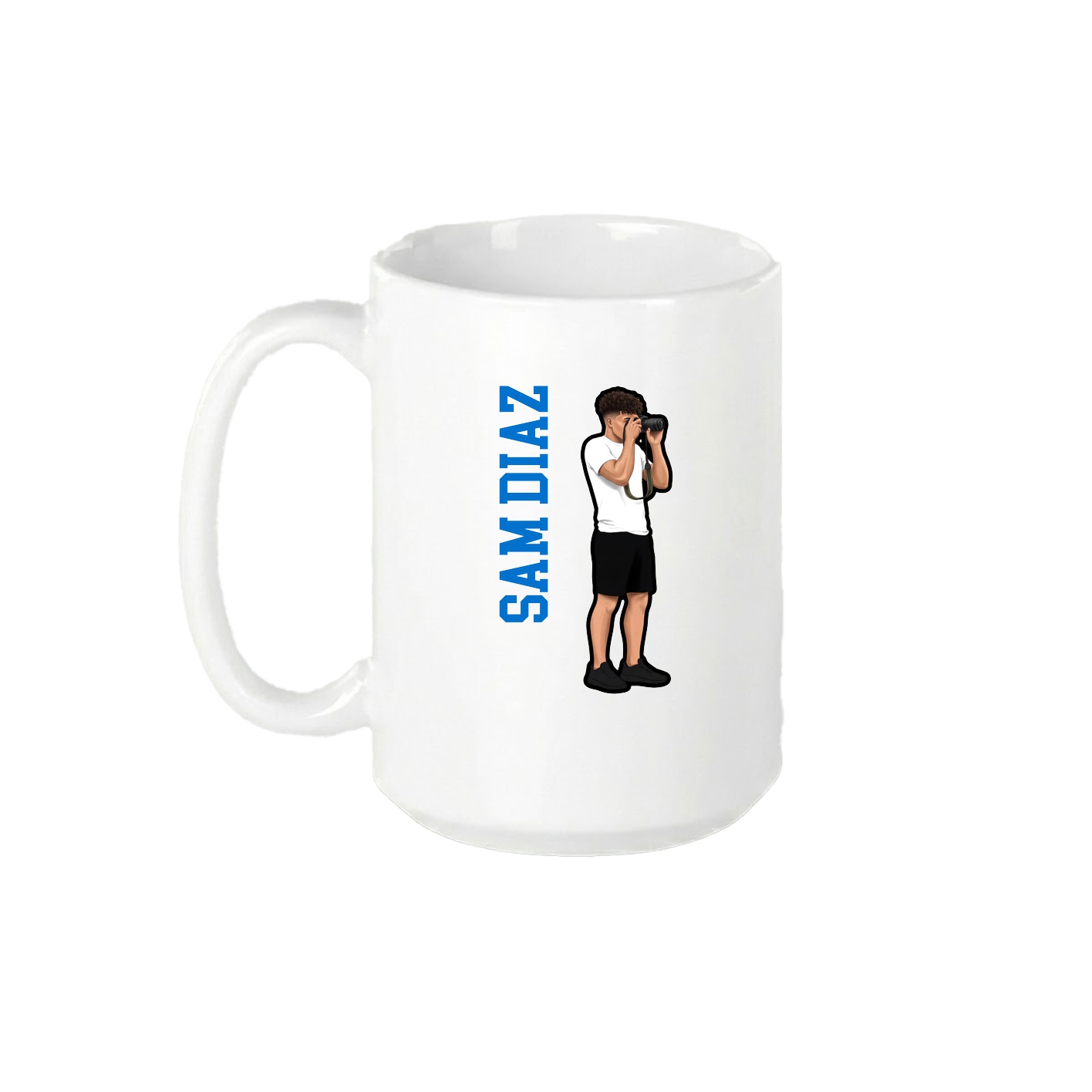 15oz Coffee Mug — Name Vertical in White