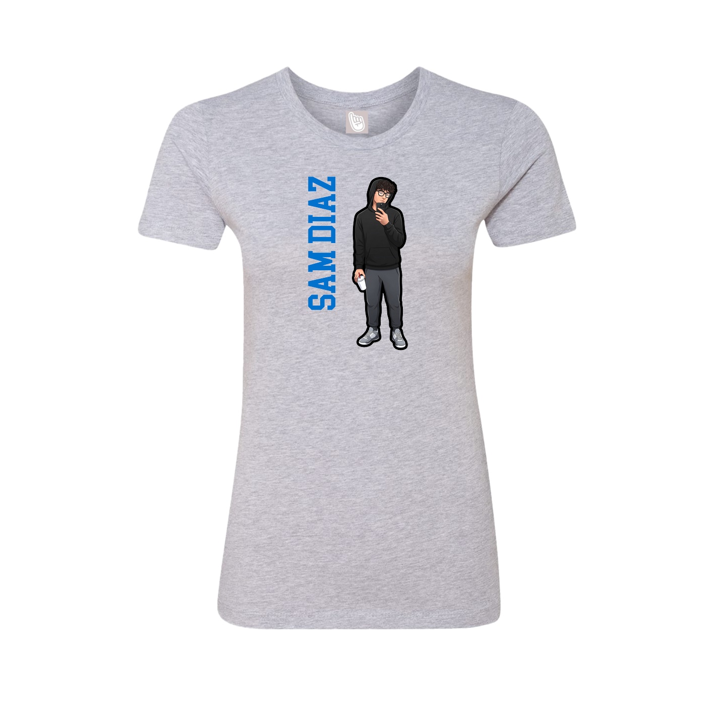 Fitted Women's Tee — Name Vertical in Grey