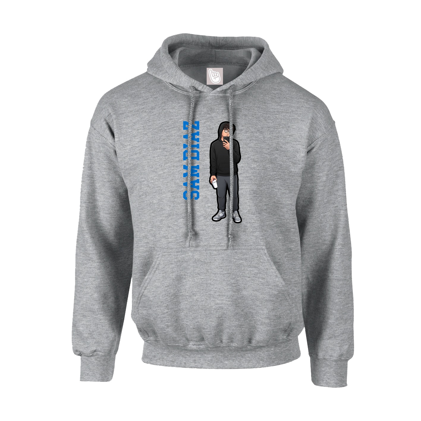 Hoodie — Name Vertical in Grey