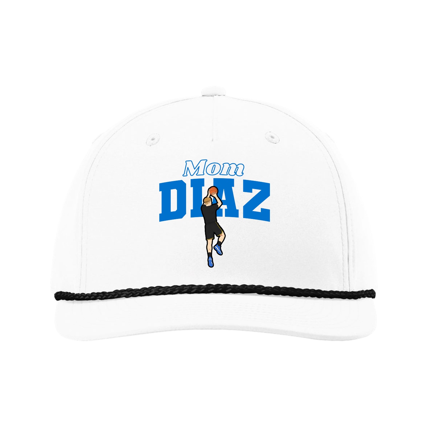 Five-Panel Classic Rope Cap — Mothers Day Block in White