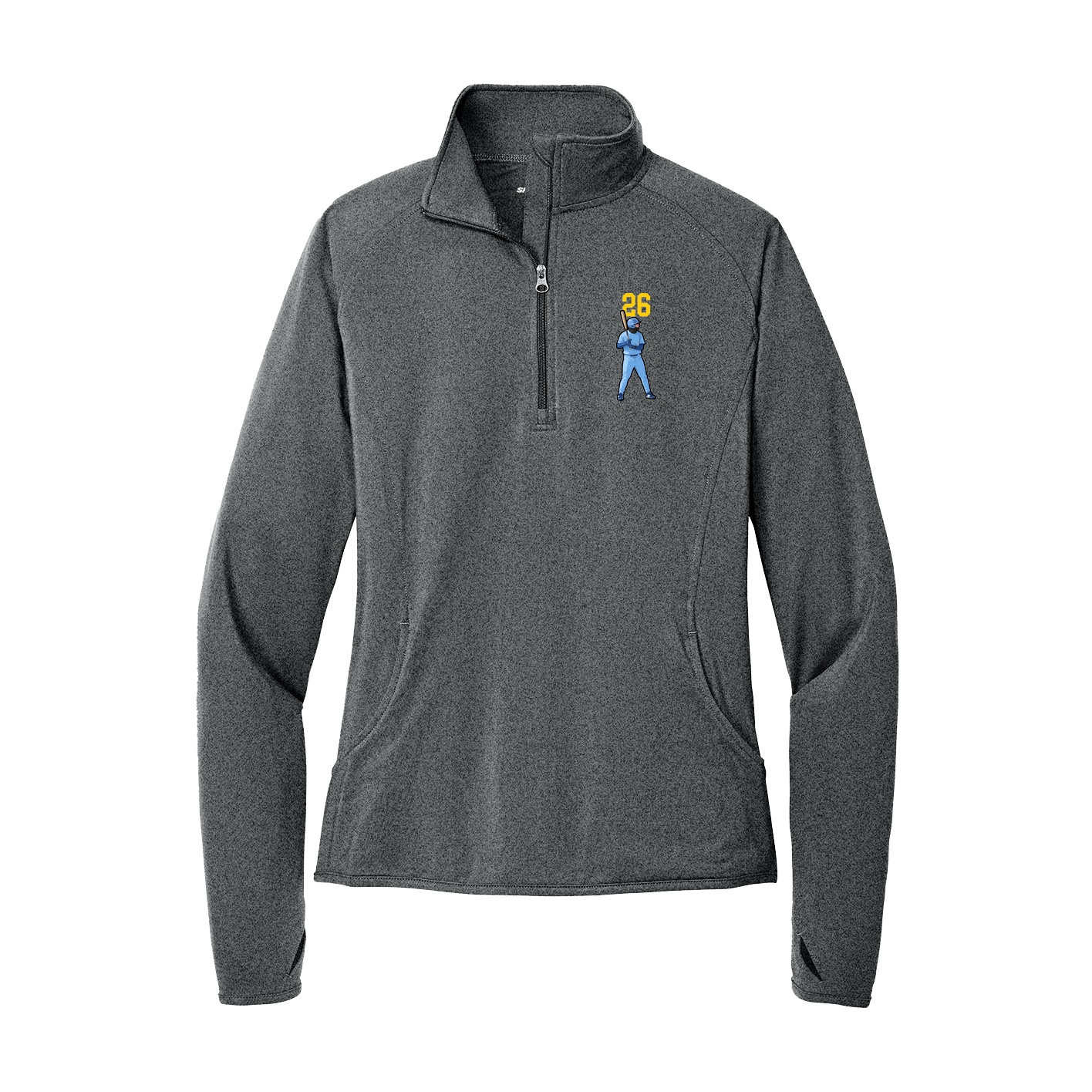 Women's Q-Zip Pullover — Number Top in Grey