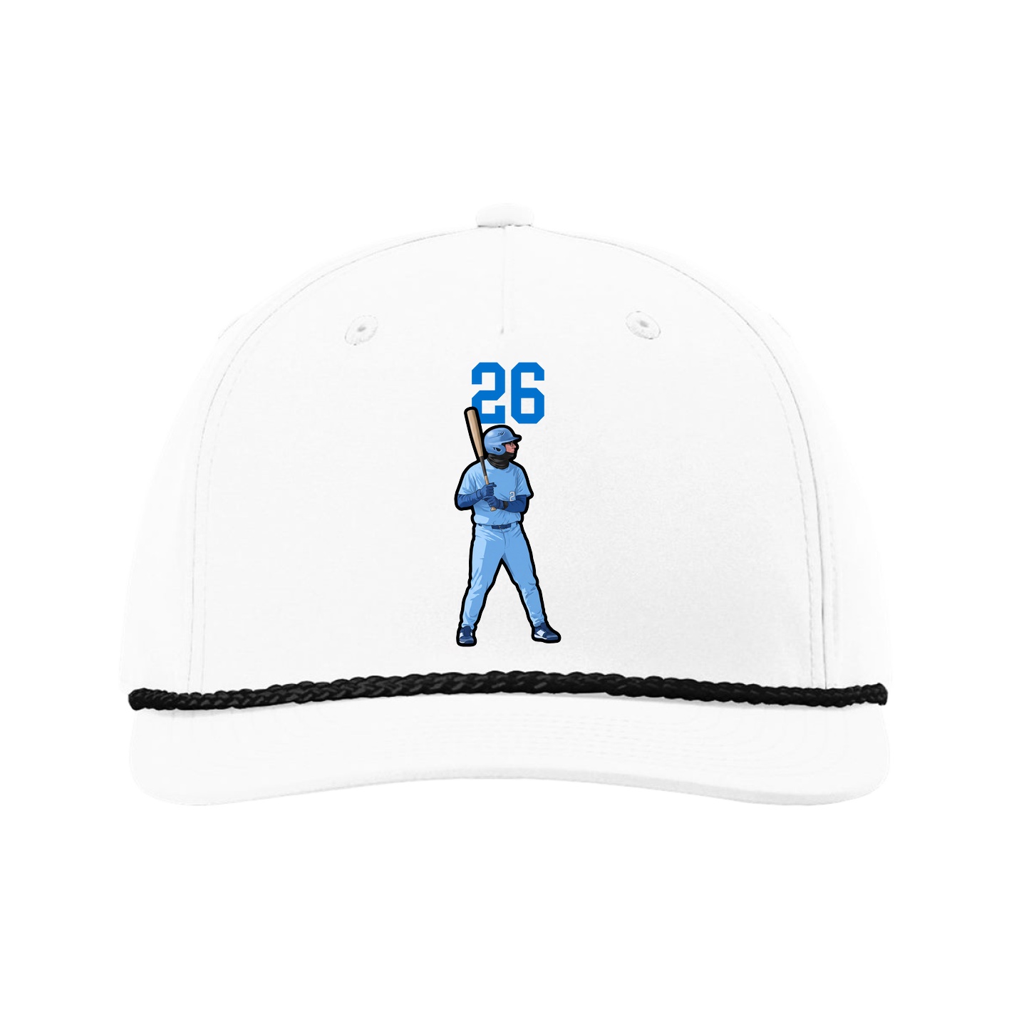 Five-Panel Classic Rope Cap — Number Top in White