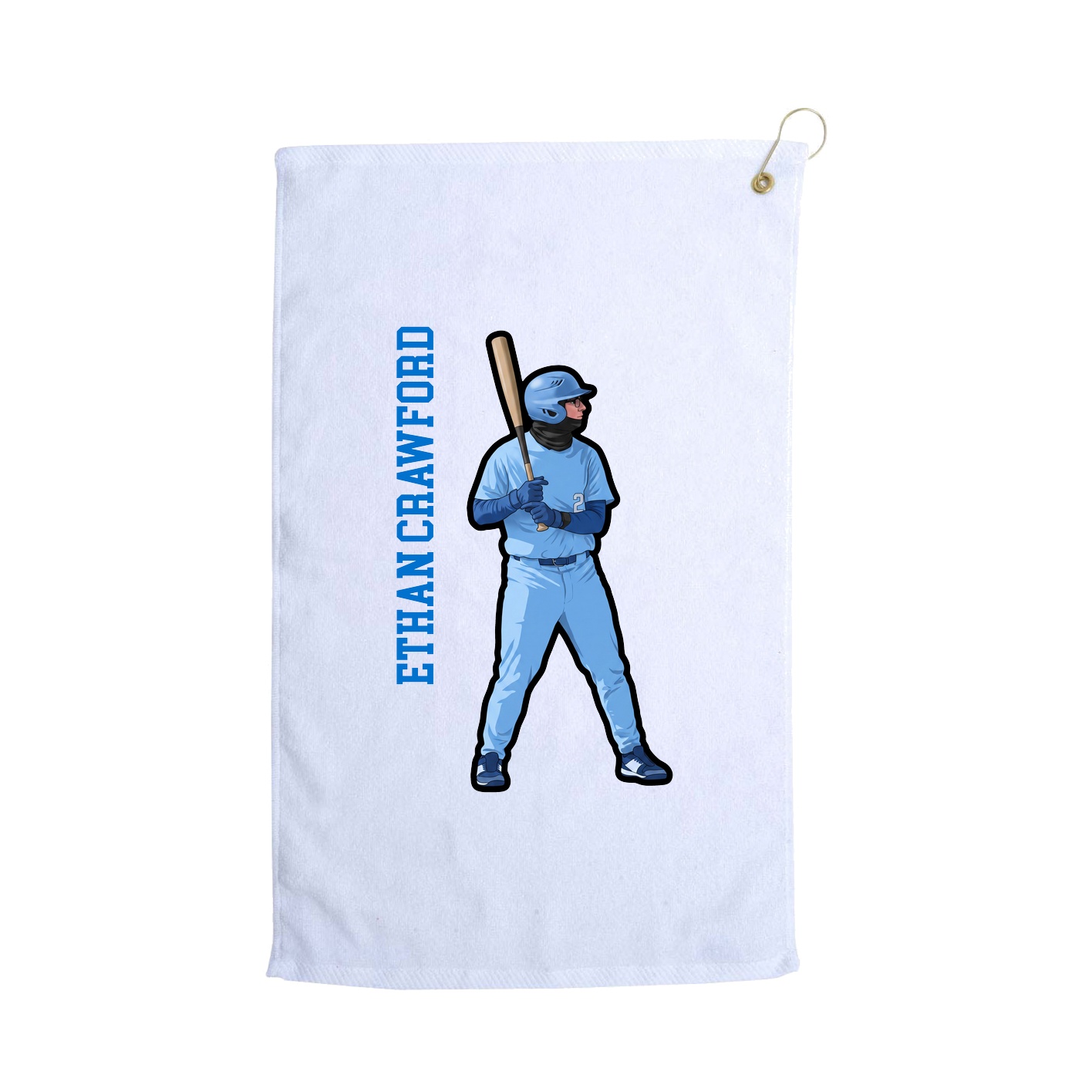 Golf Towel — Name Vertical in White