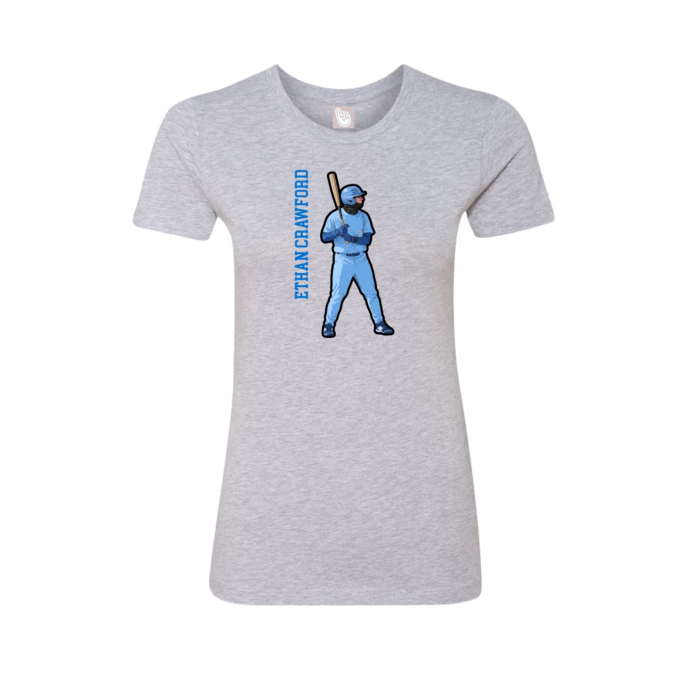 Fitted Women's Tee — Name Vertical in Grey