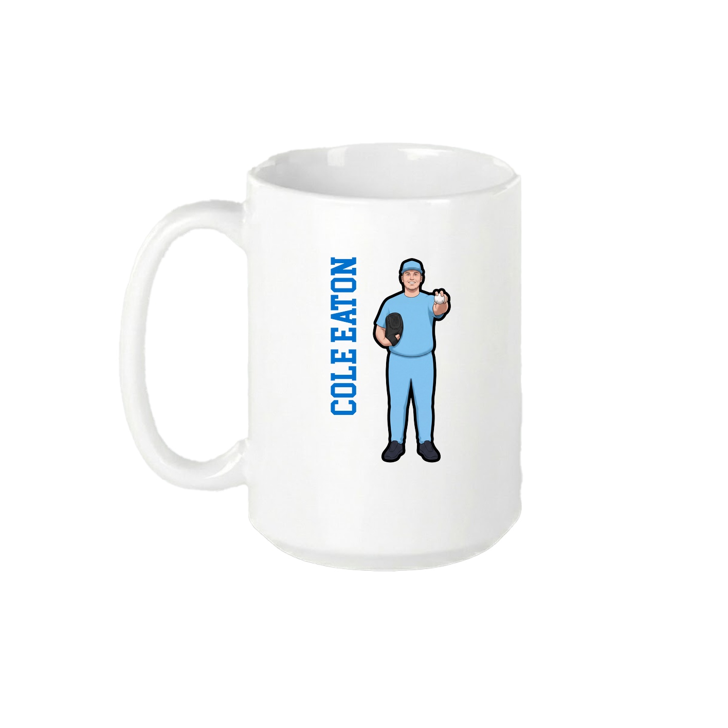 15oz Coffee Mug — Name Vertical in White