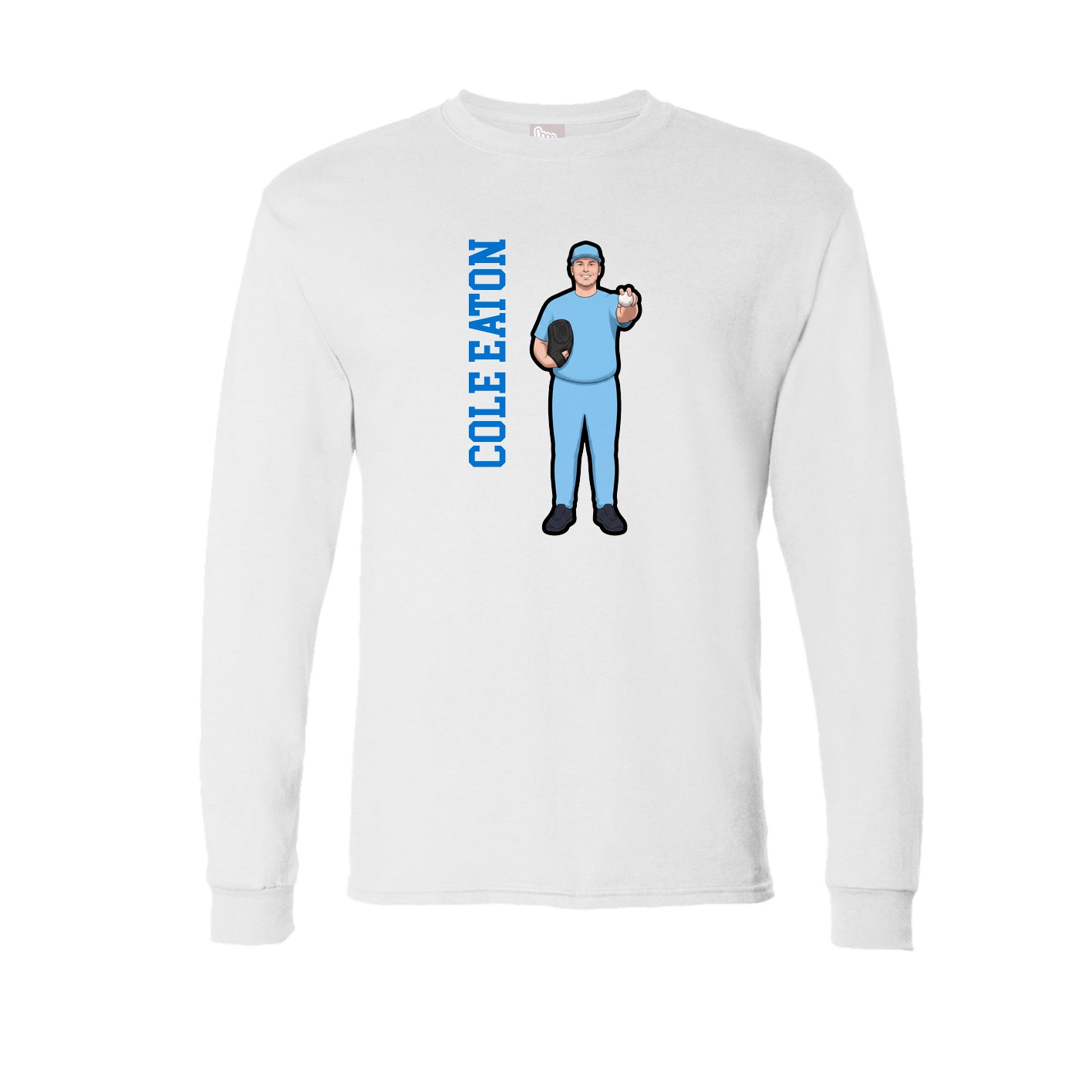 Long Sleeve Tee — Name Vertical in White