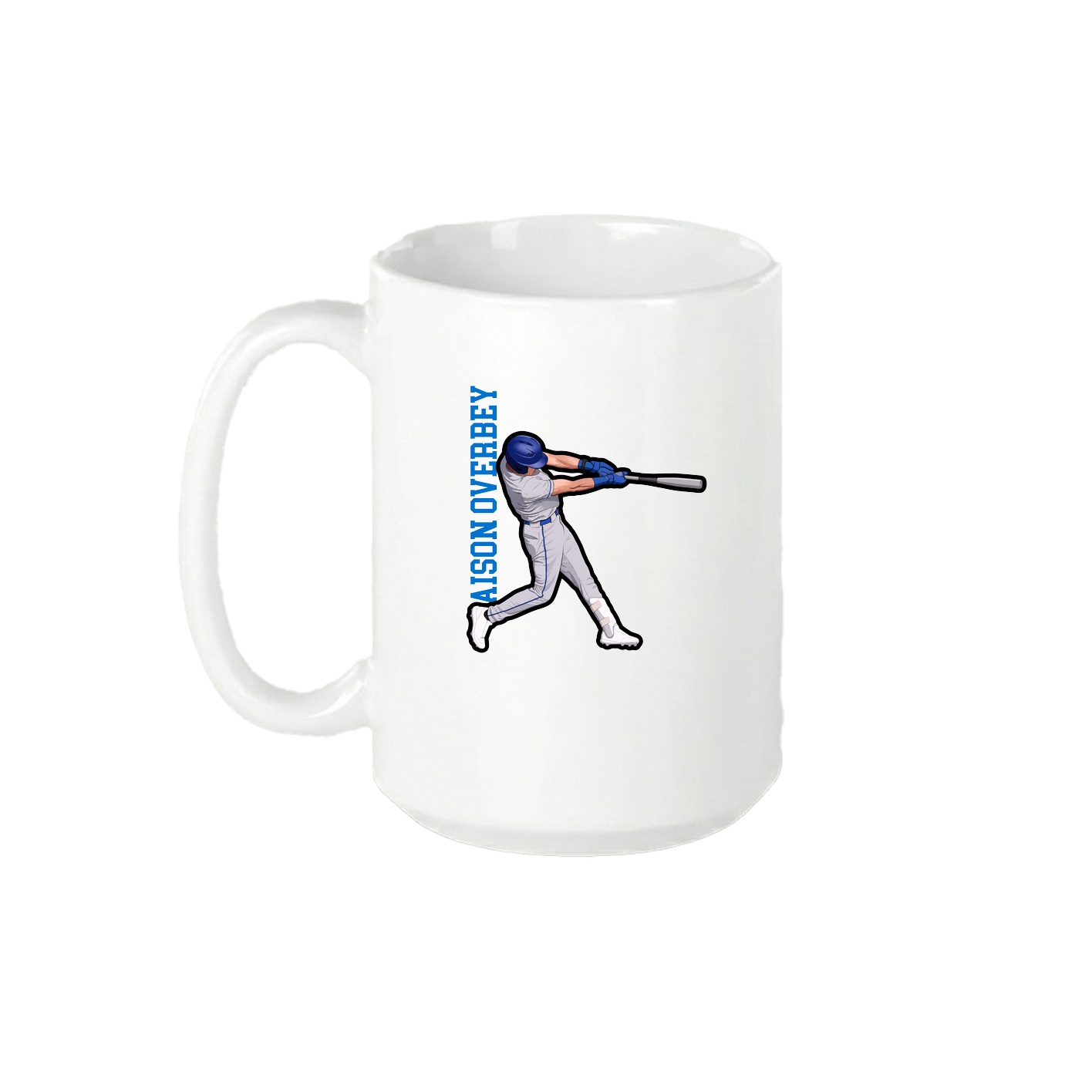 15oz Coffee Mug — Name Vertical in White