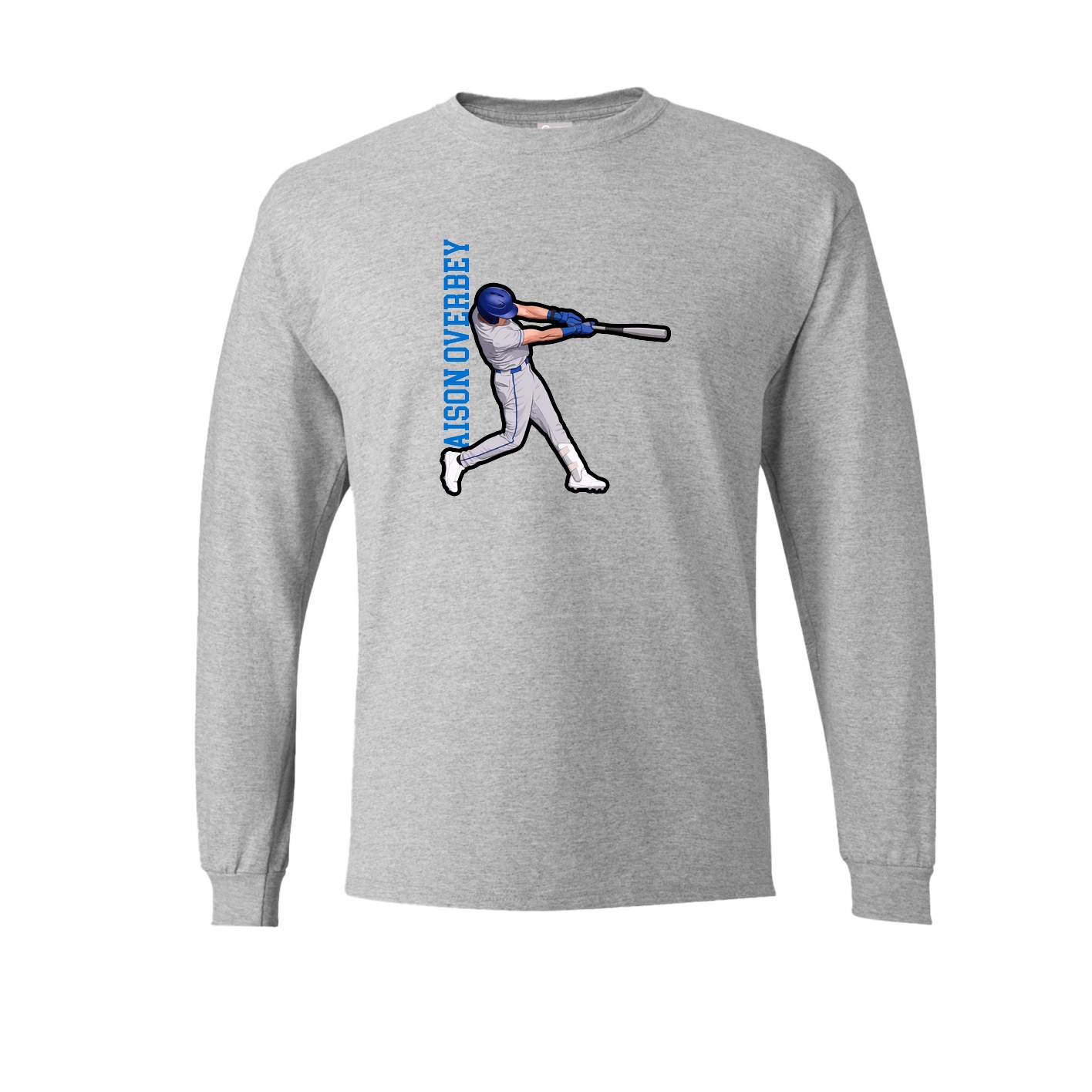 Long Sleeve Tee — Name Vertical in Grey