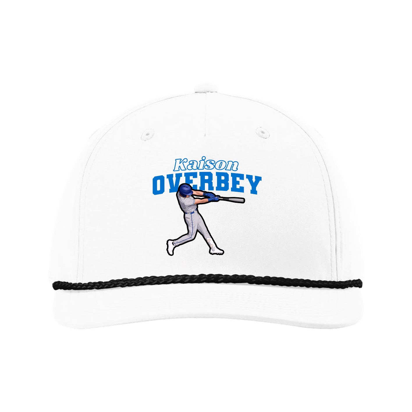 Five-Panel Classic Rope Cap — Name Arch in White