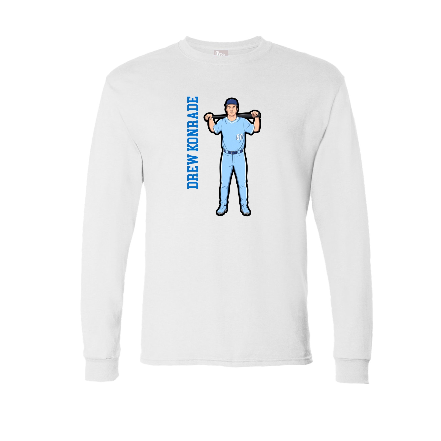 Long Sleeve Tee — Name Vertical in White