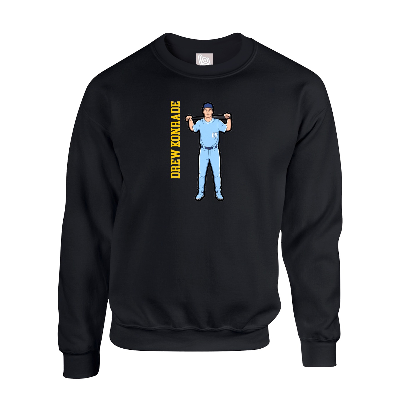 Fleece Crew — Name Vertical in Black