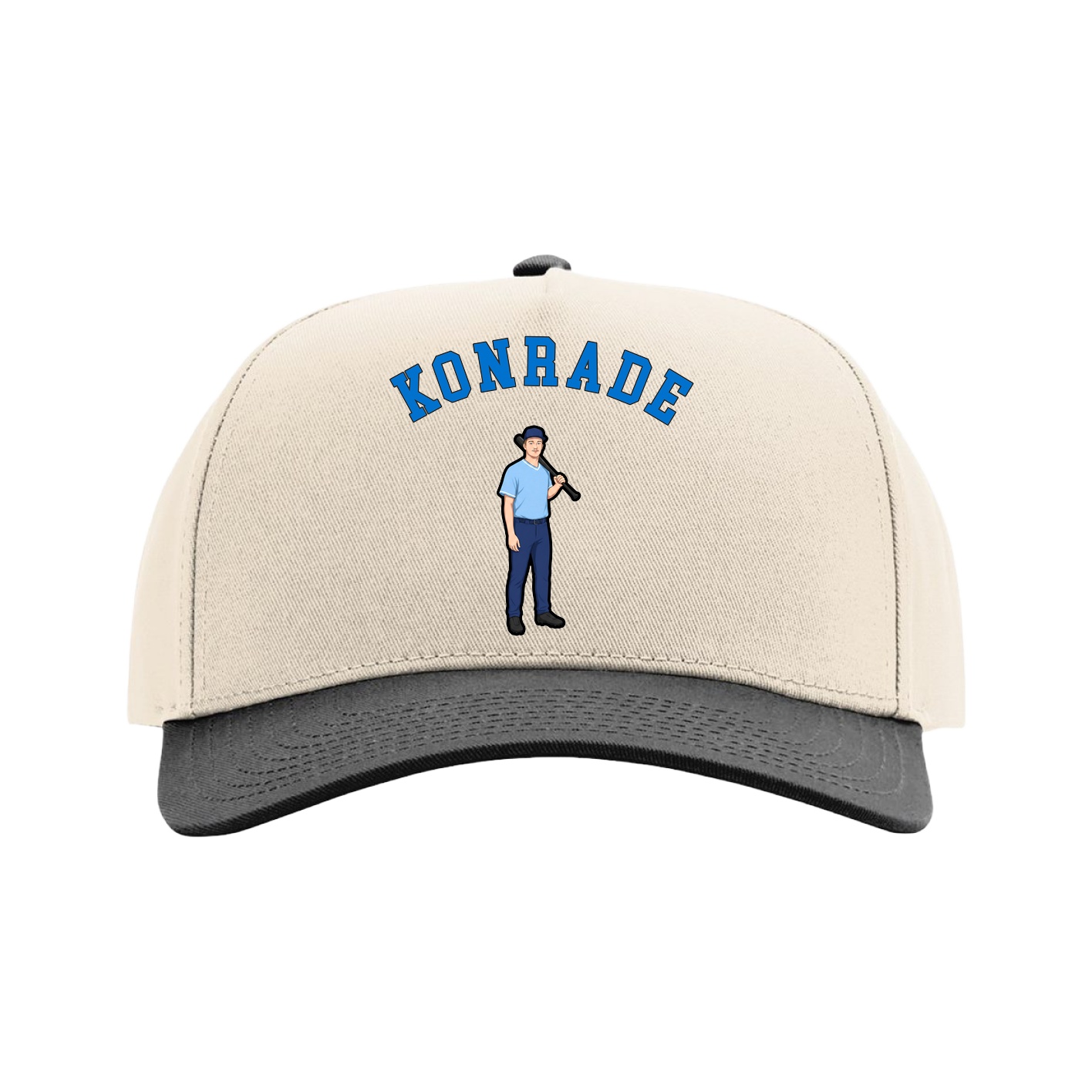 Full Fabric Five-Panel Champ Cap — Shirsey Arch in Cream/Black