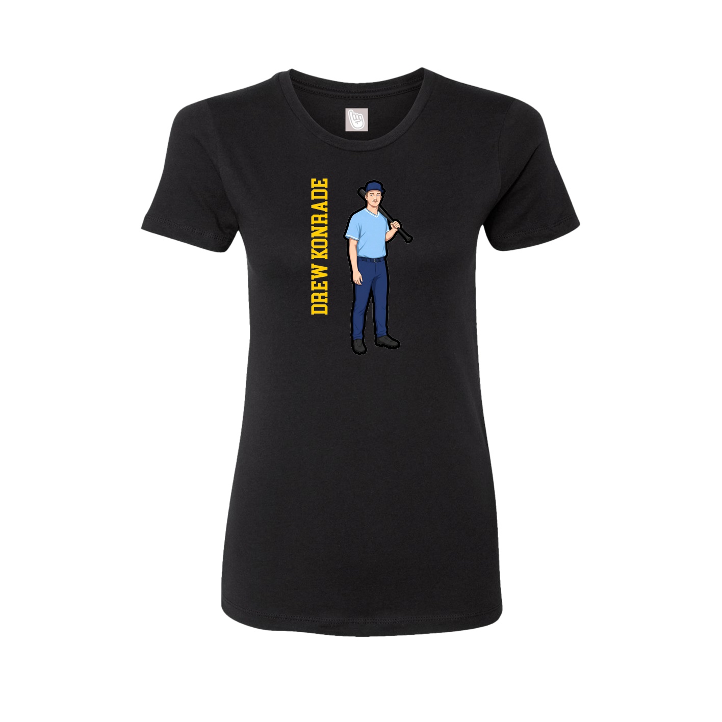 Womens Tee — Name Vertical in Black
