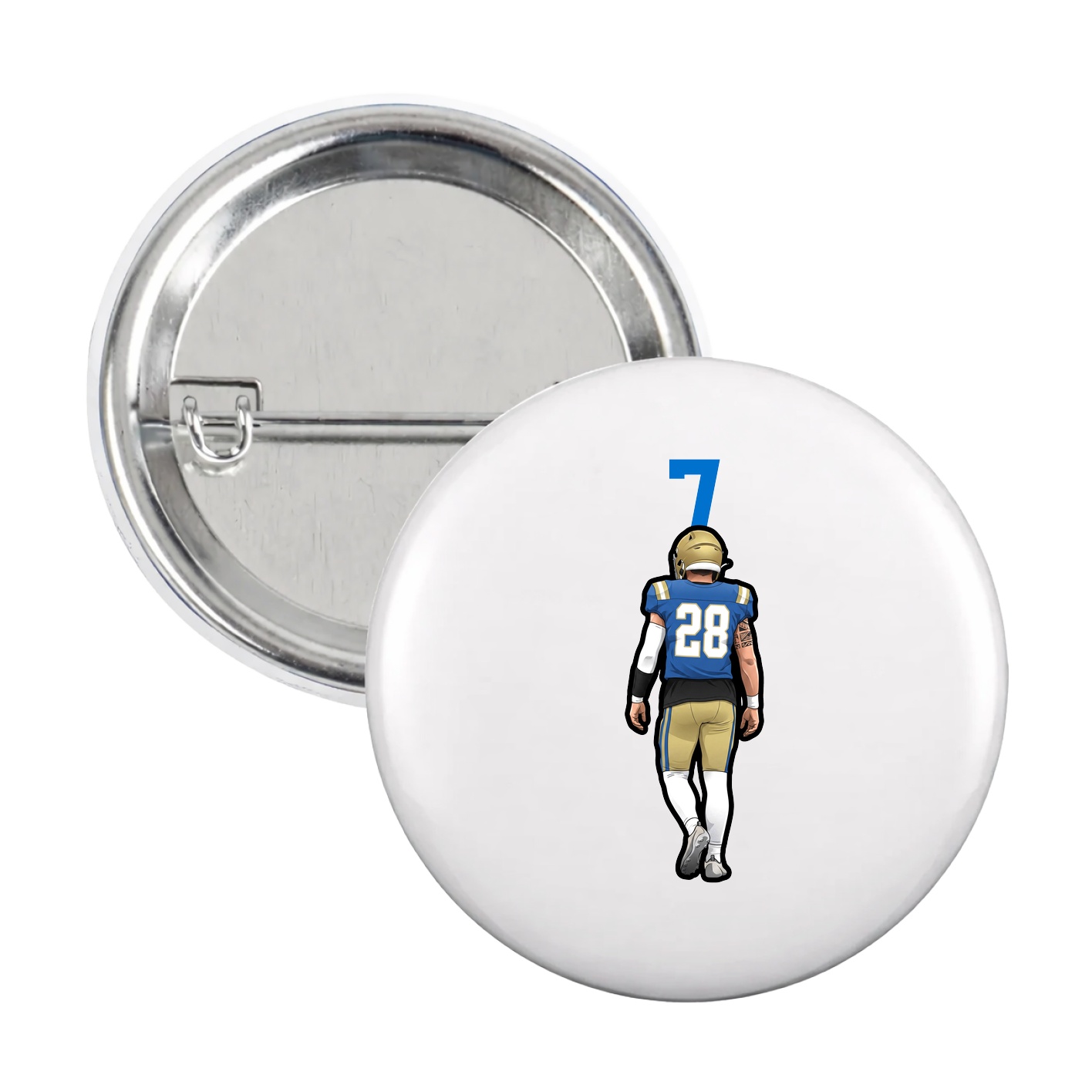 Game Day Button — Number Top in White
