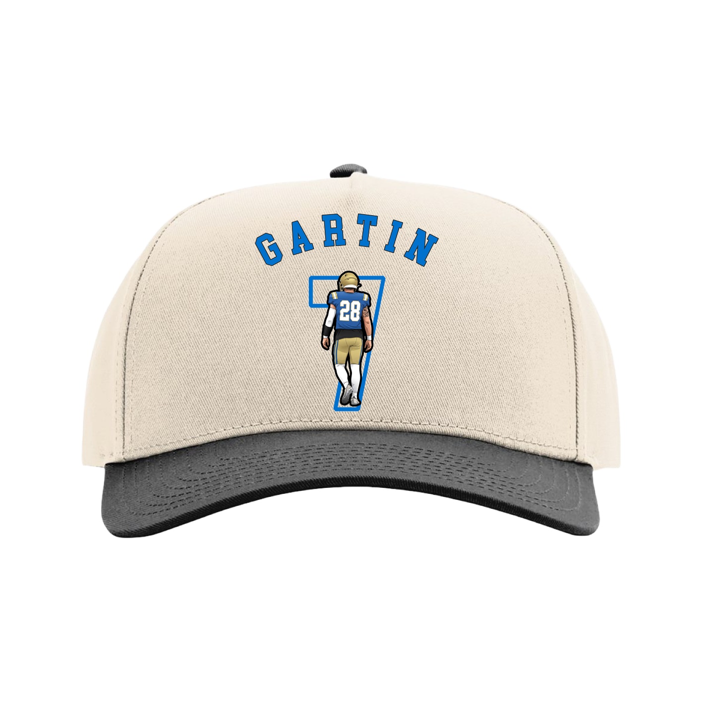 Full Fabric Five-Panel Champ Cap — Shirsey Arch in Cream/Black