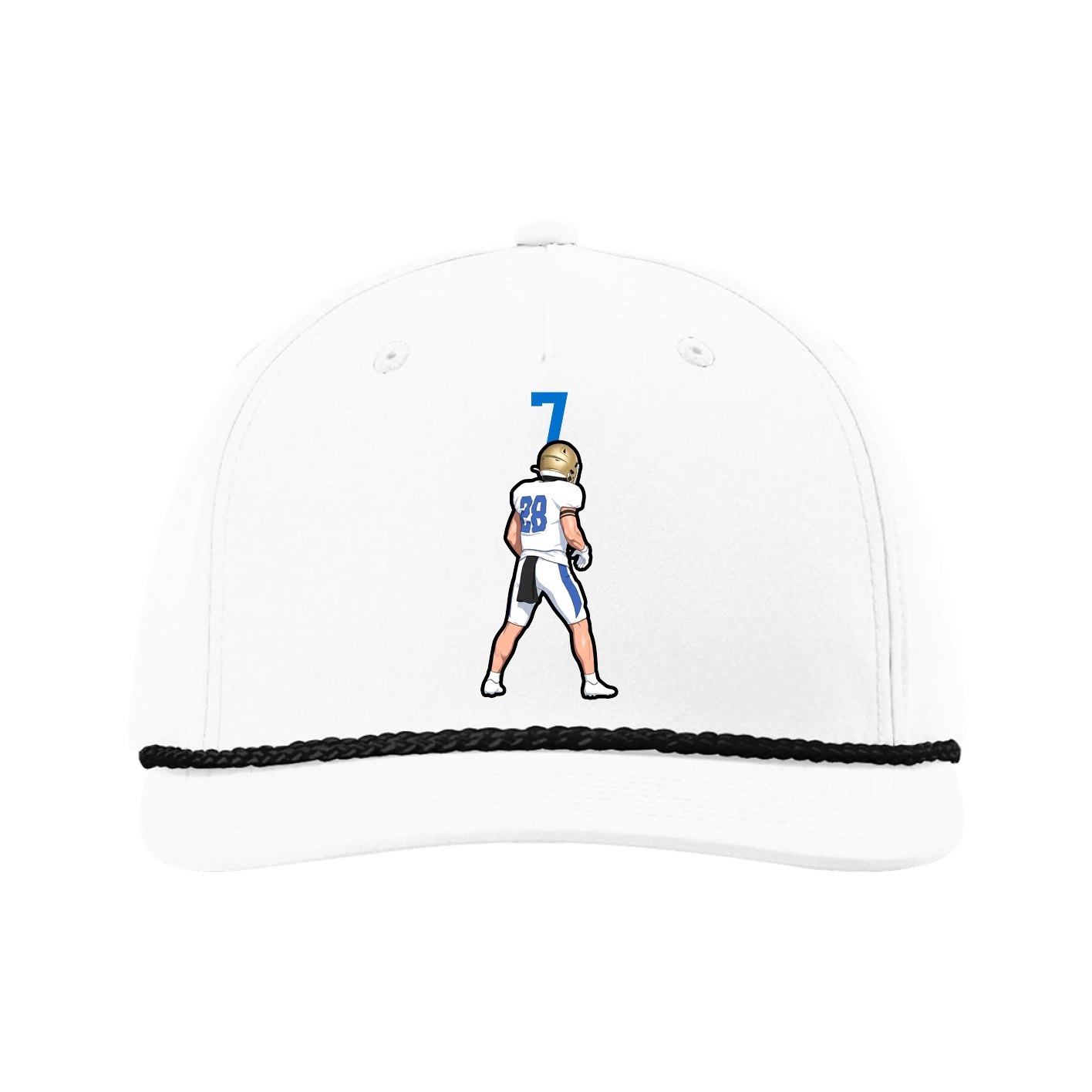 Five-Panel Classic Rope Cap — Number Top in White
