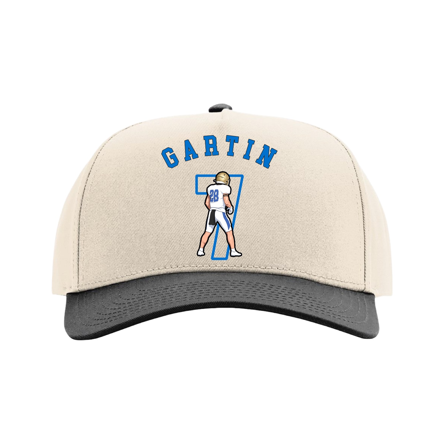Full Fabric Five-Panel Champ Cap — Shirsey Arch in Cream/Black