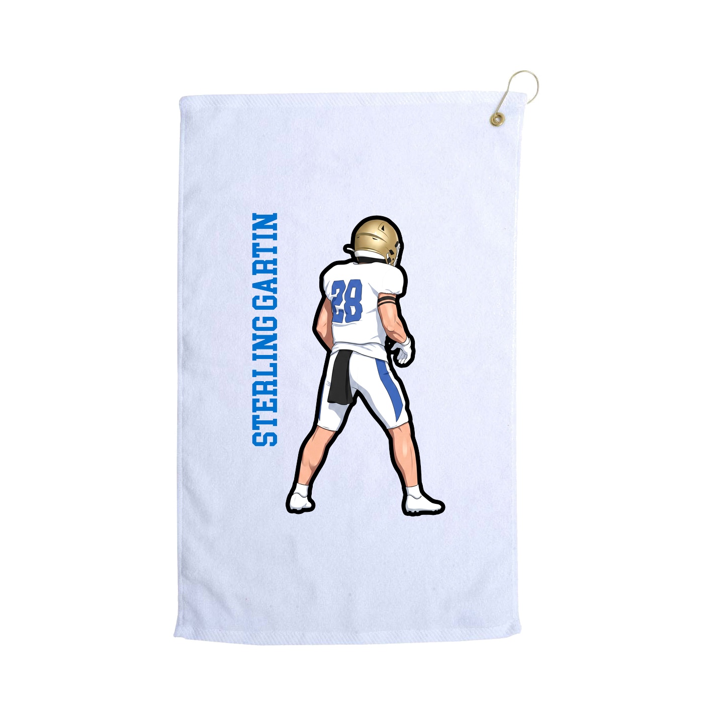 Golf Towel — Name Vertical in White
