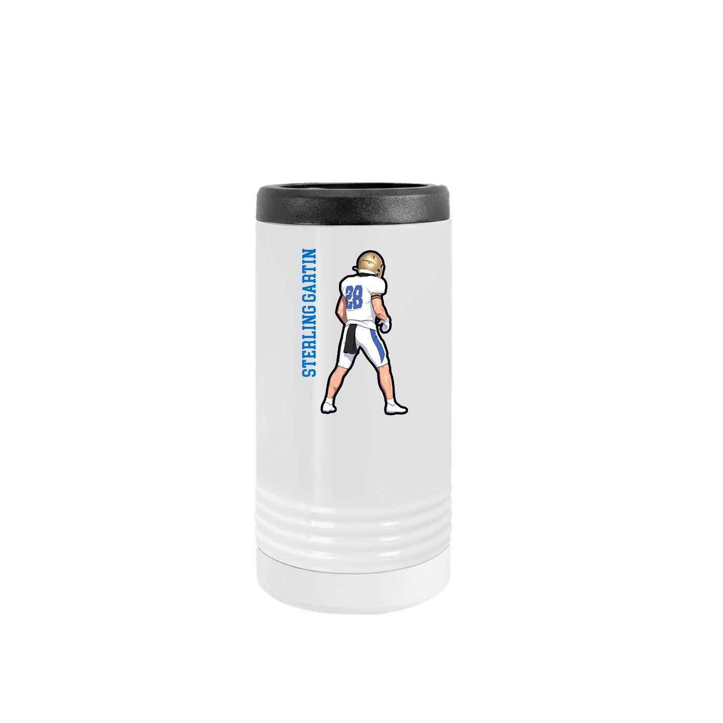 Slim Beverage Holder — Name Vertical in White
