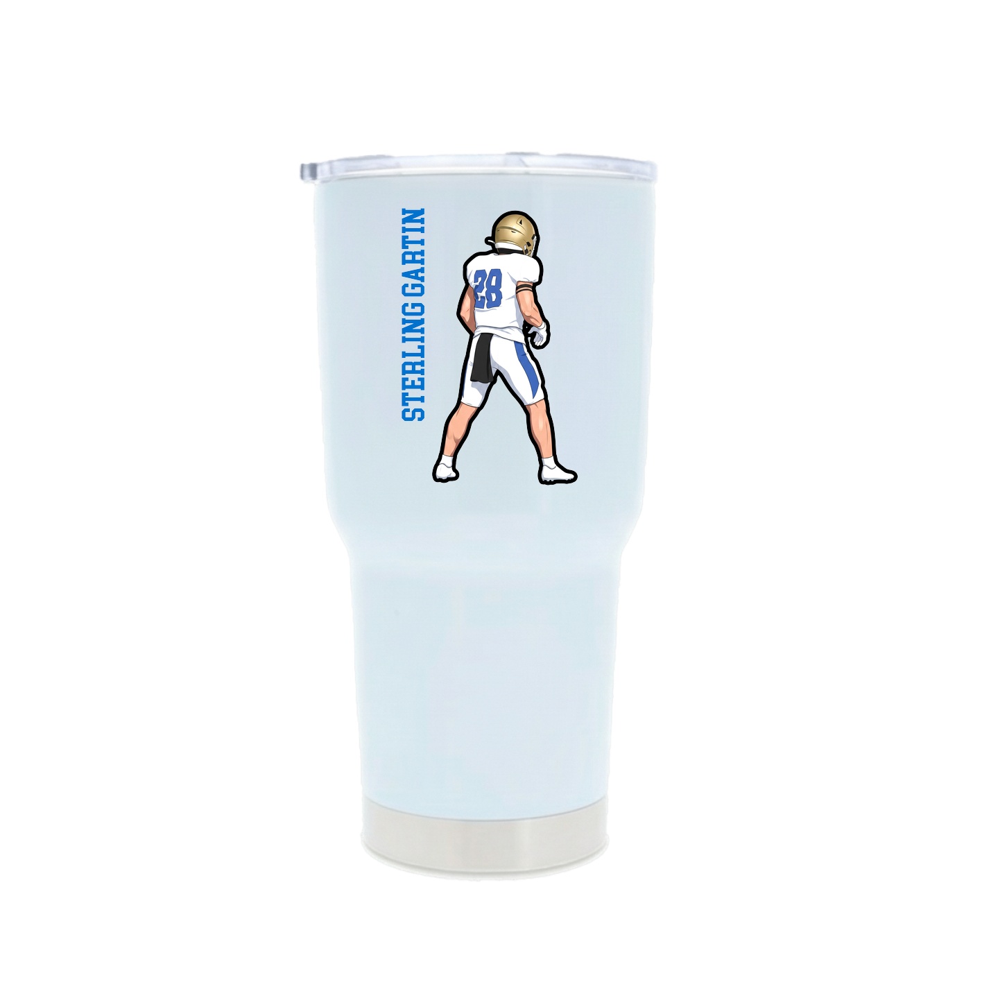 30oz Stainless Steel Tumbler — Name Vertical in White