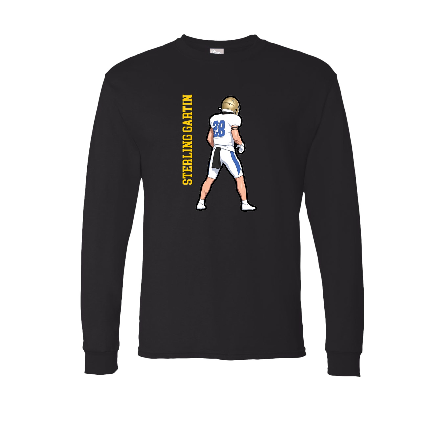 Long Sleeve Tee — Name Vertical in Black