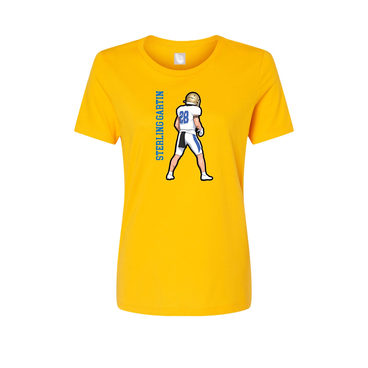 Womens Tee — Name Vertical in Gold