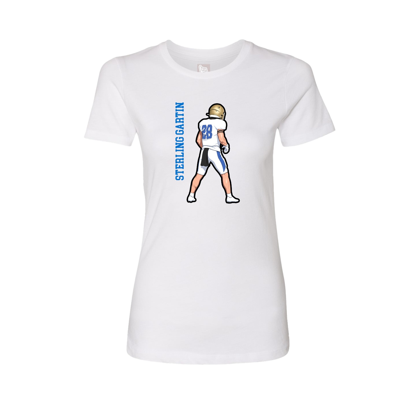 Fitted Women's Tee — Name Vertical in White