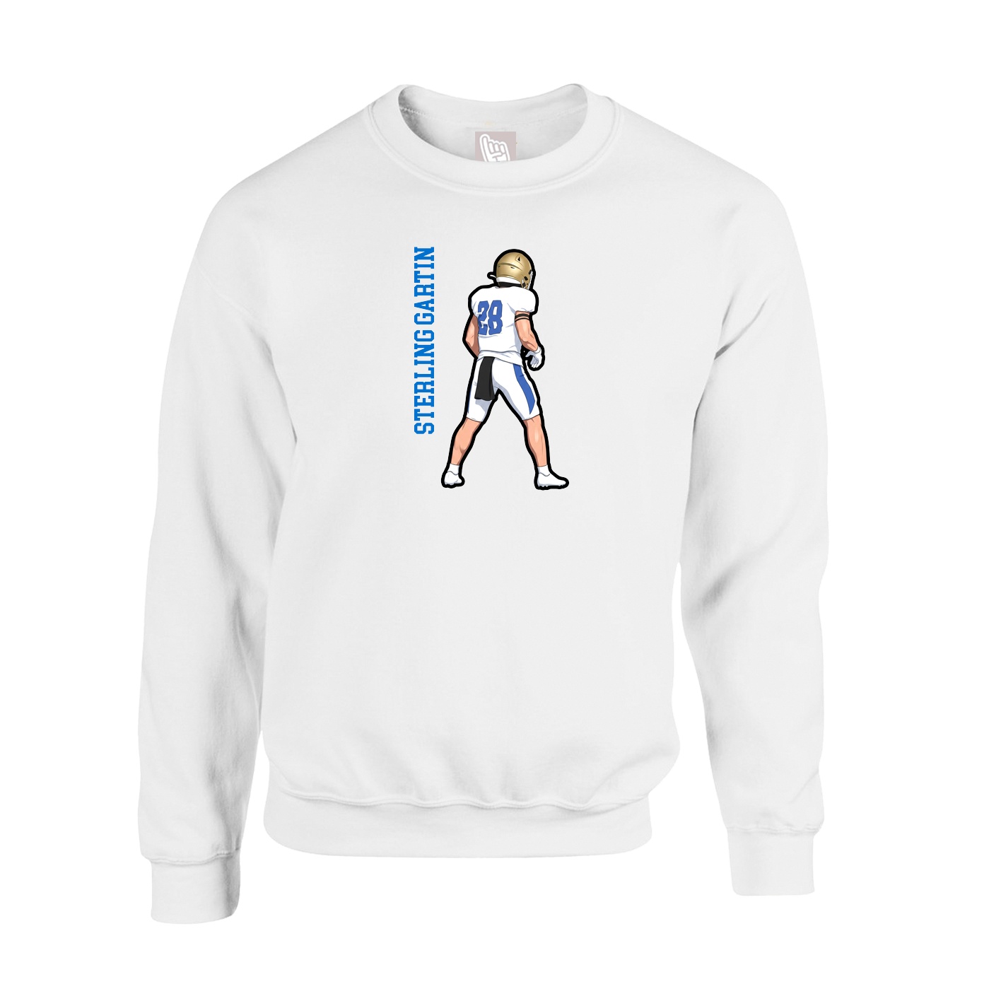 Fleece Crew — Name Vertical in White