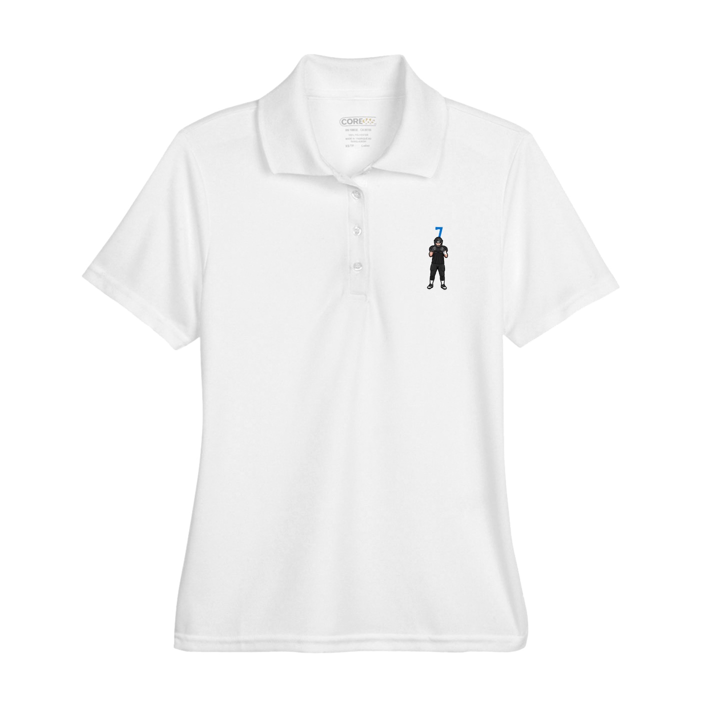 Womens Performance Polo — Number Top in White