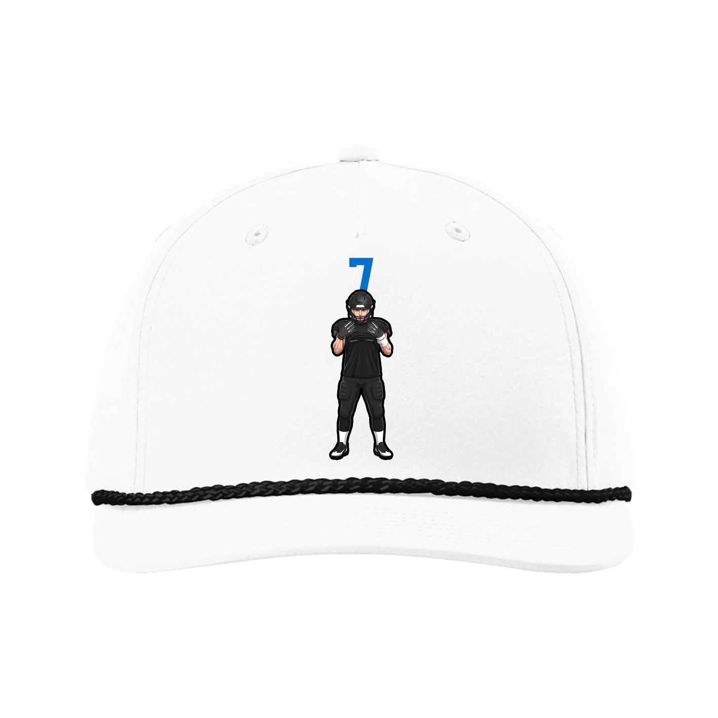 Five-Panel Classic Rope Cap — Number Top in White