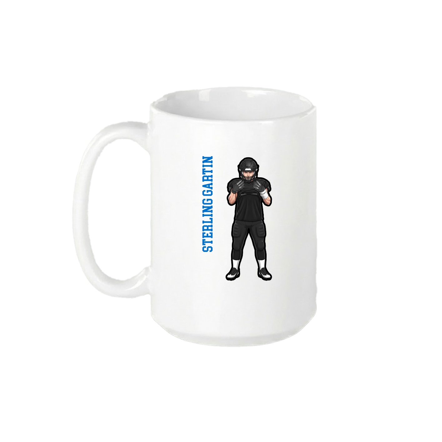 15oz Coffee Mug — Name Vertical in White