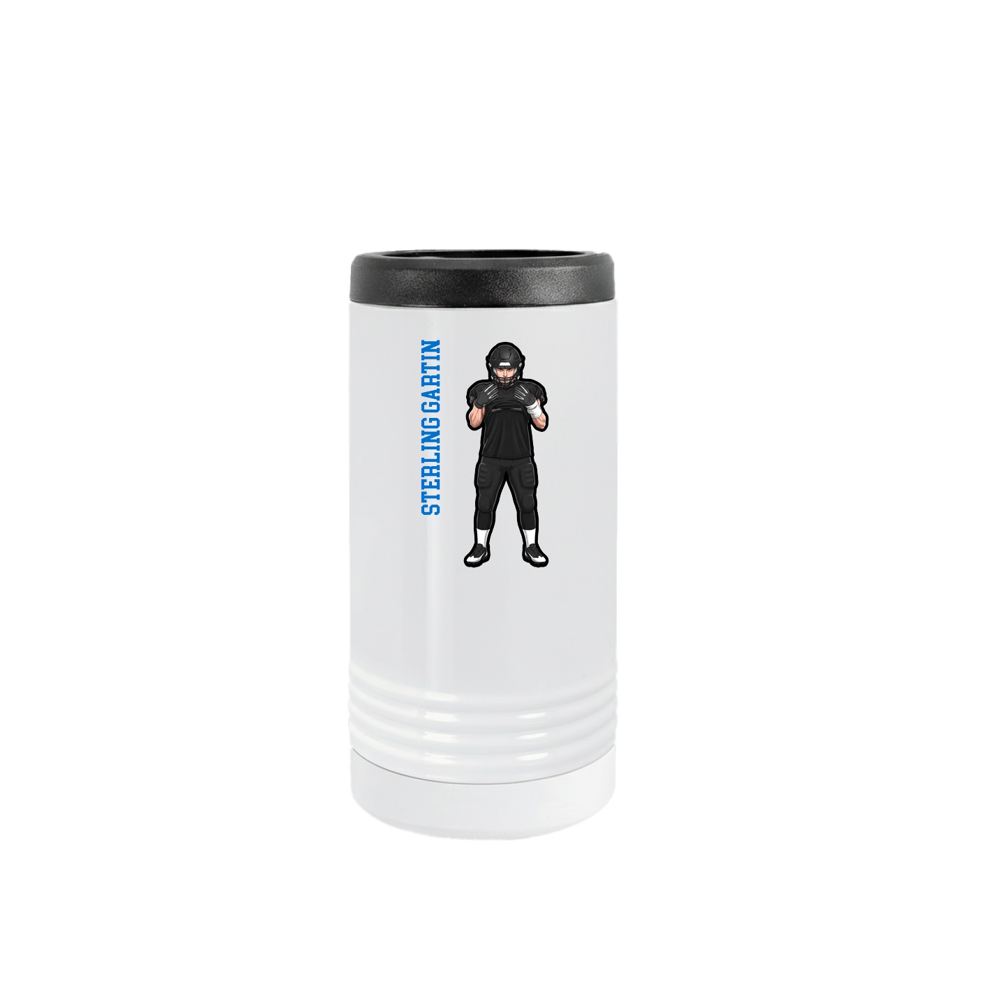 Slim Beverage Holder — Name Vertical in White