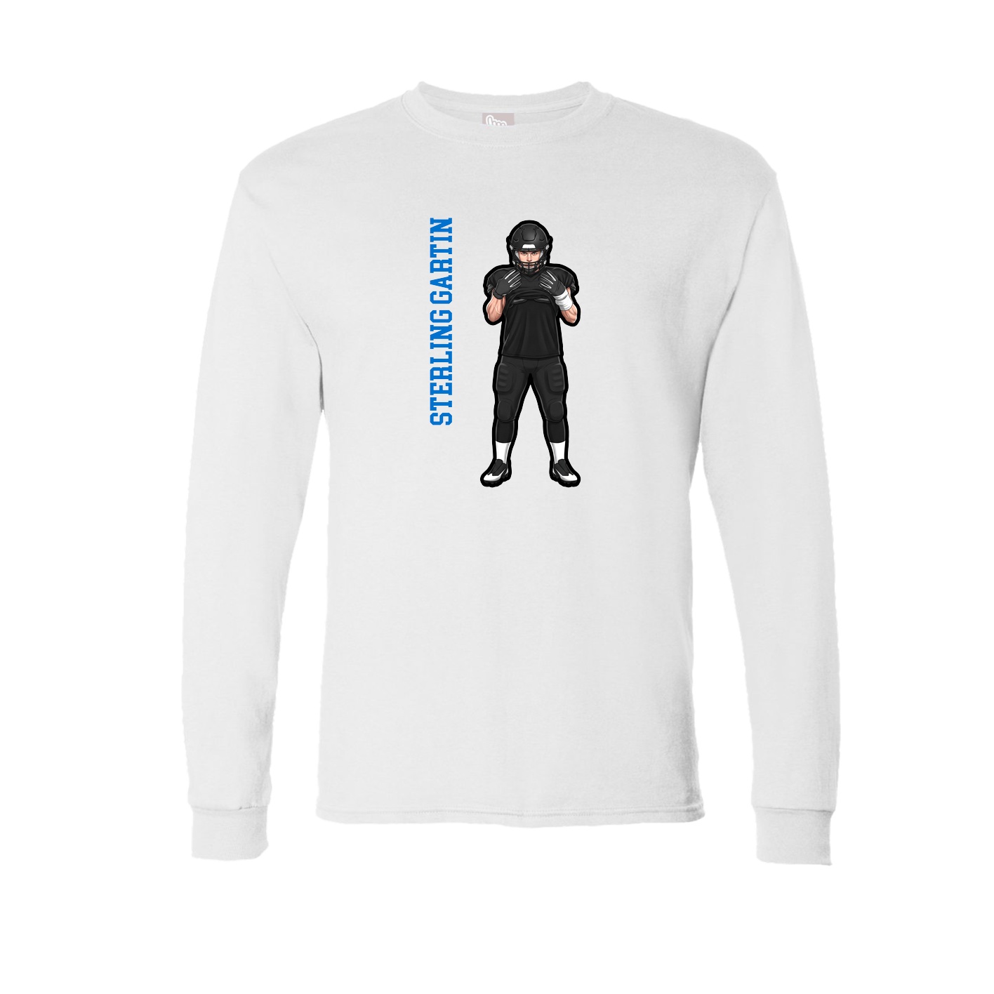 Long Sleeve Tee — Name Vertical in White