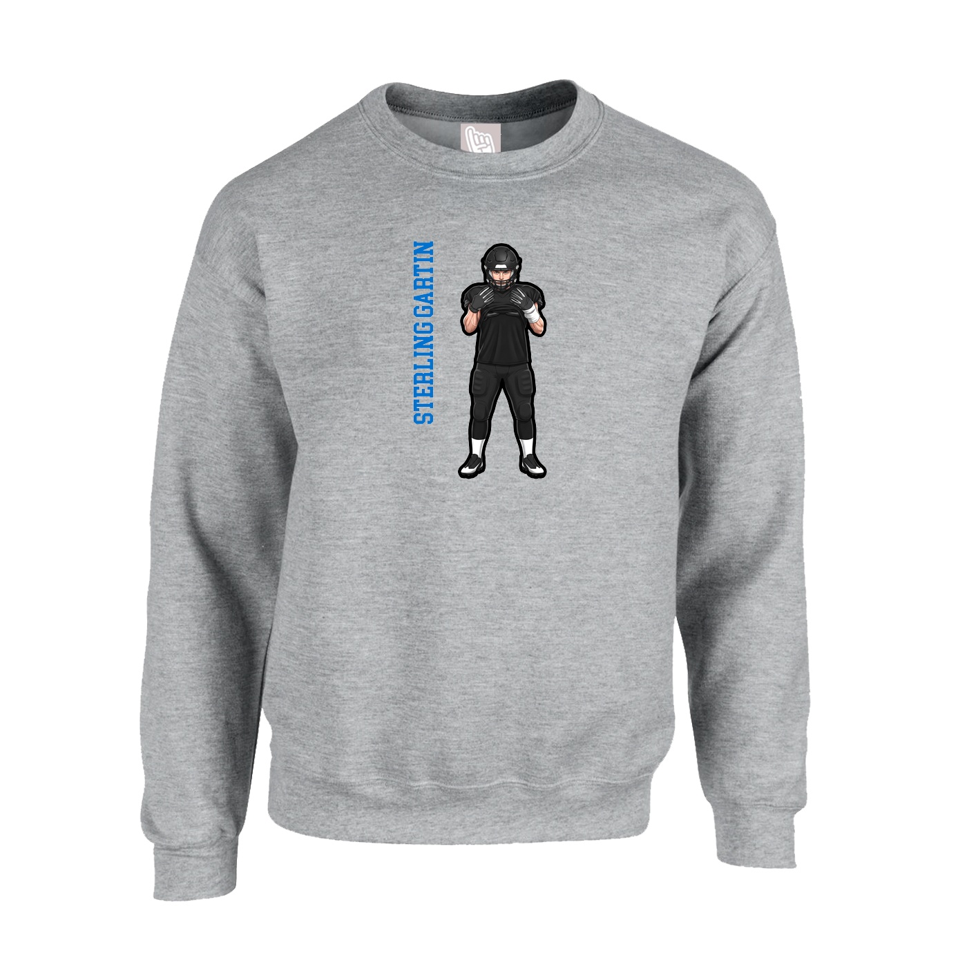 Fleece Crew — Name Vertical in Grey