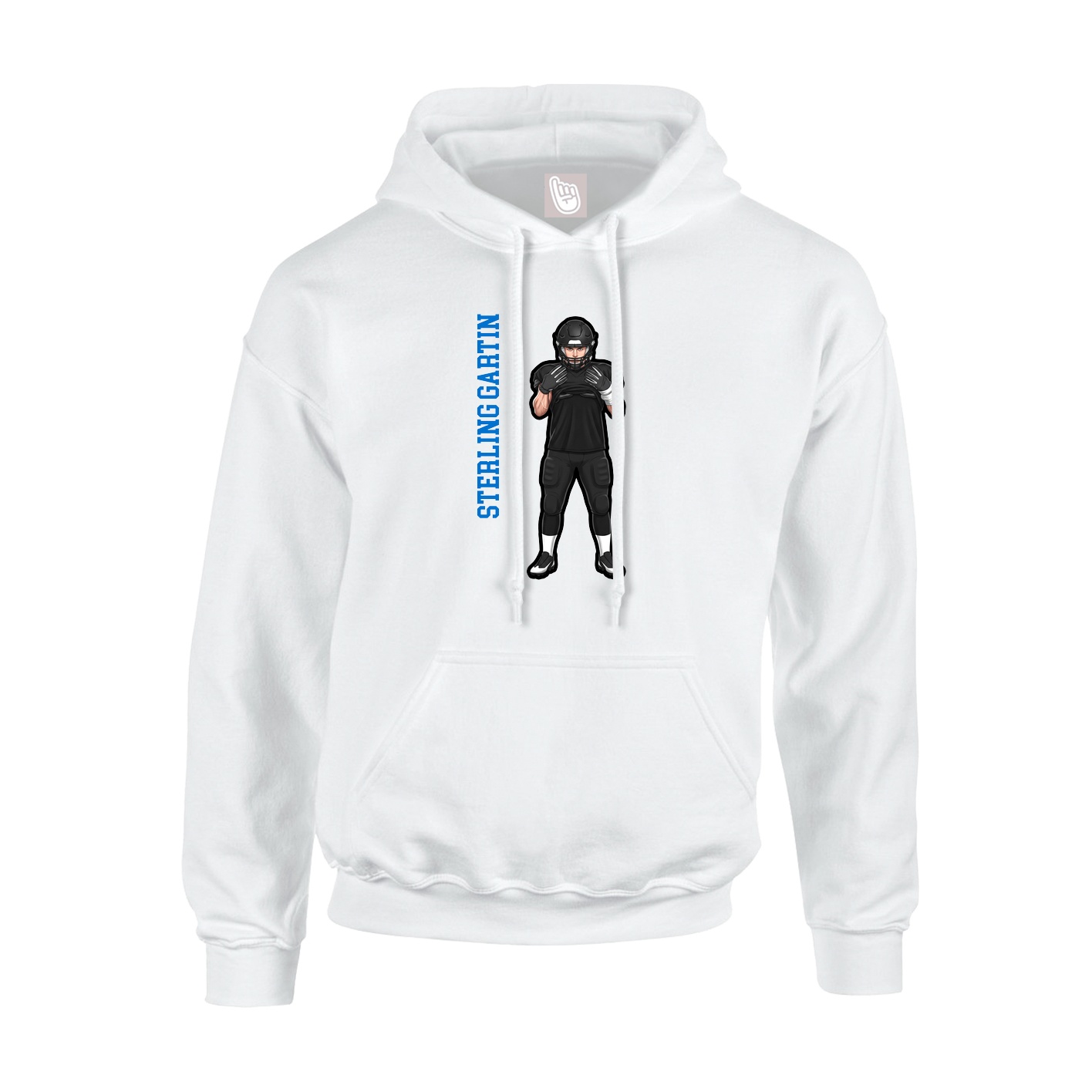 Youth Hoodie — Name Vertical in White
