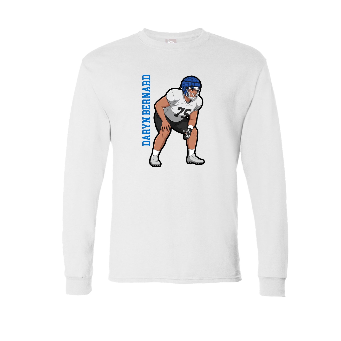 Long Sleeve Tee — Name Vertical in White