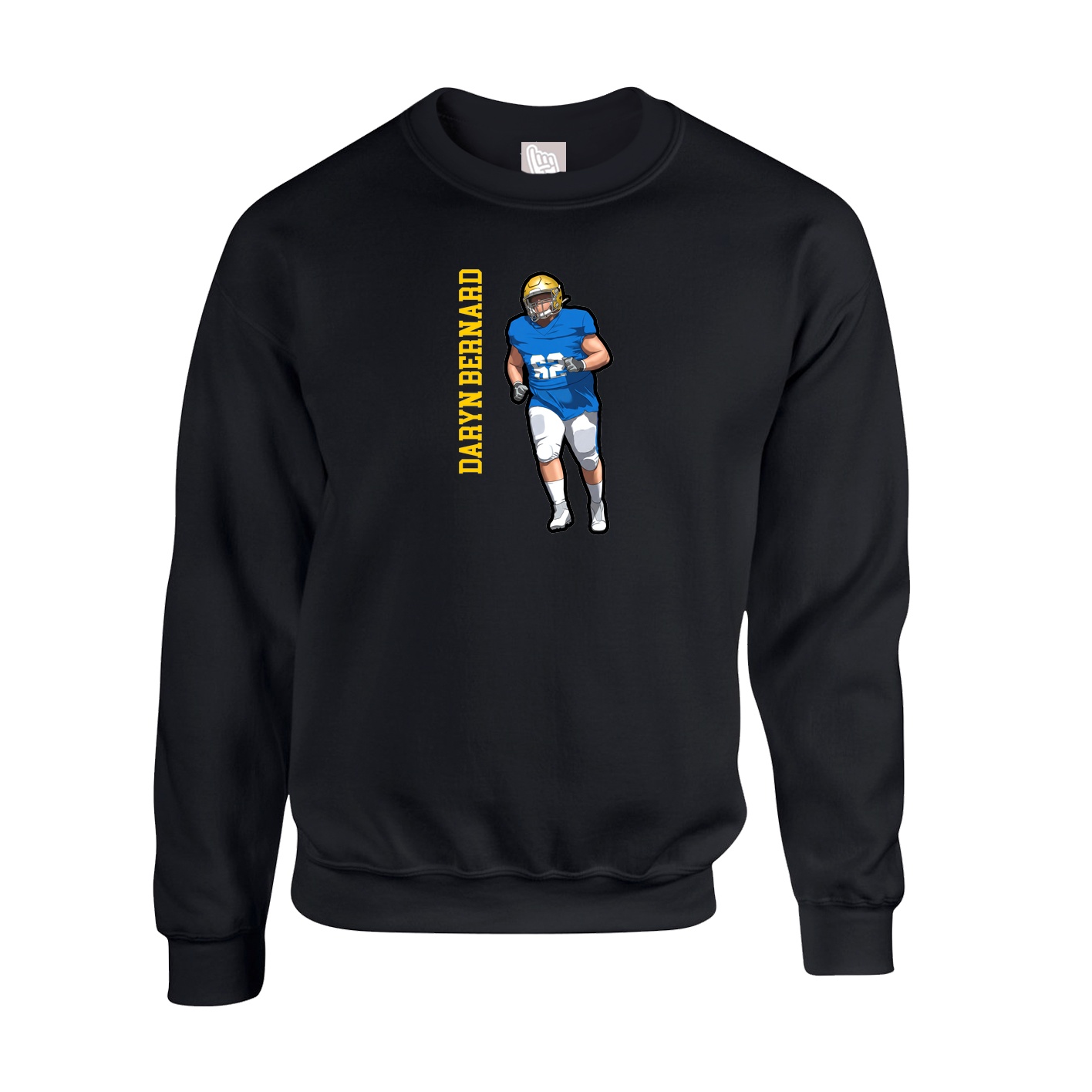 Fleece Crew — Name Vertical in Black