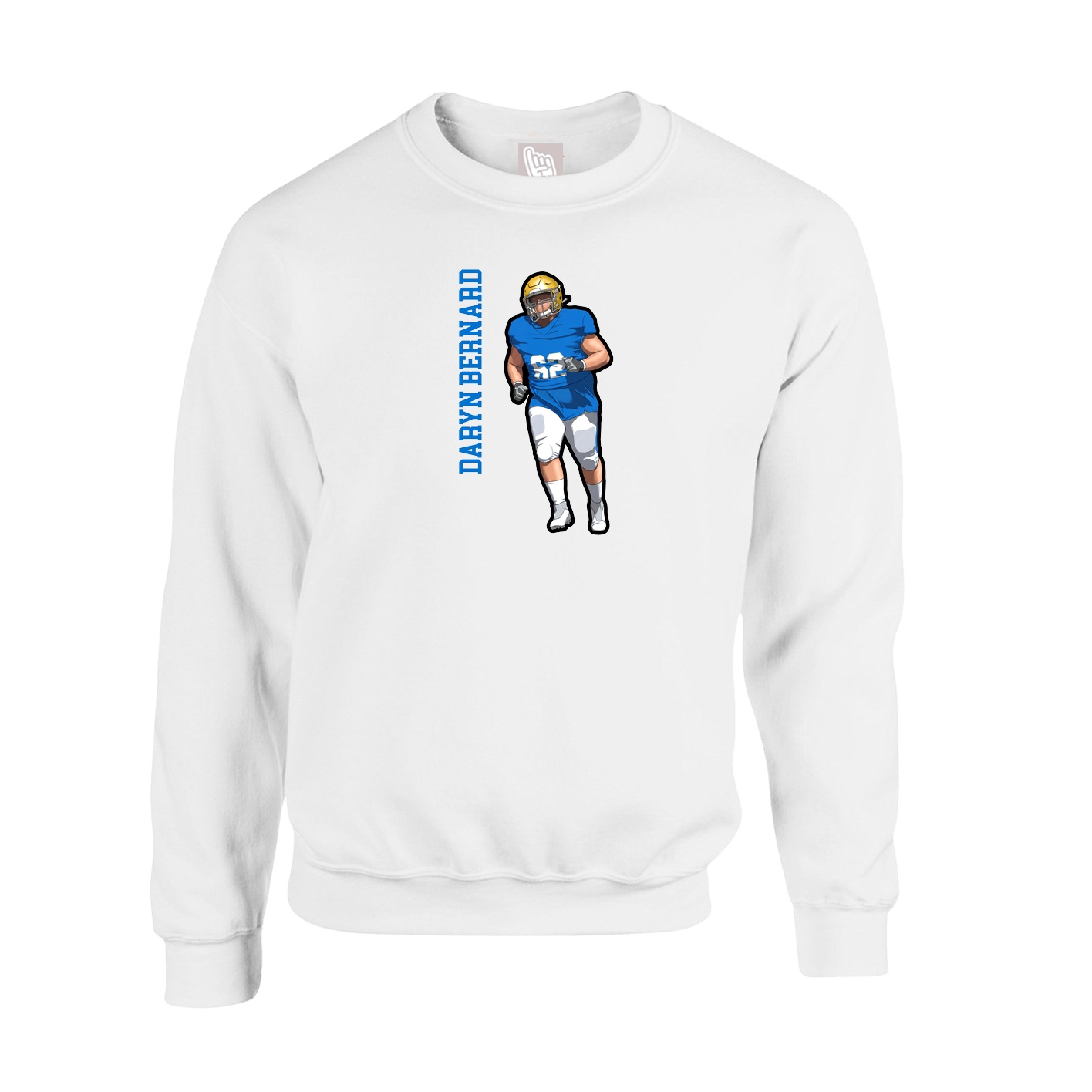 Fleece Crew — Name Vertical in White