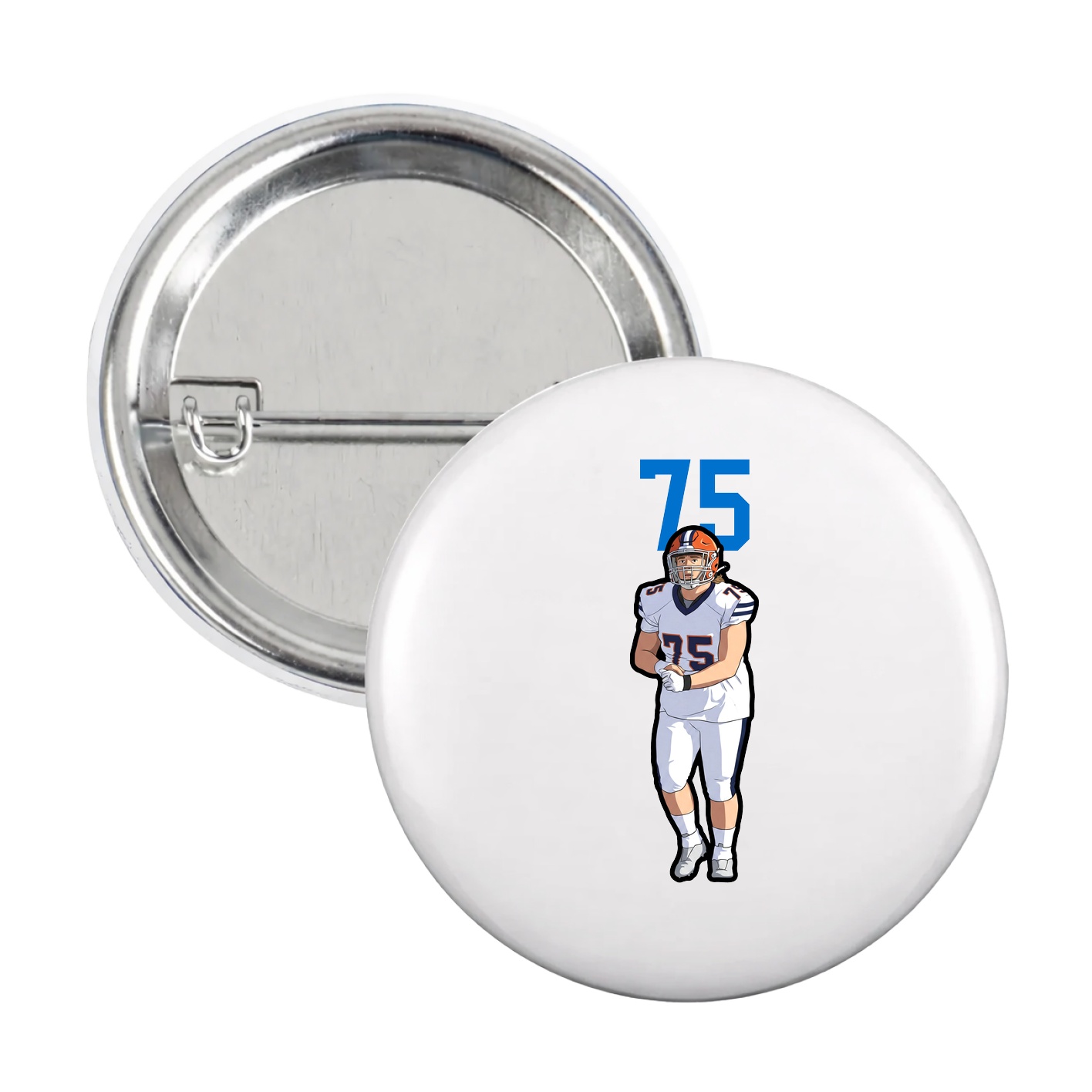 Game Day Button — Number Top in White