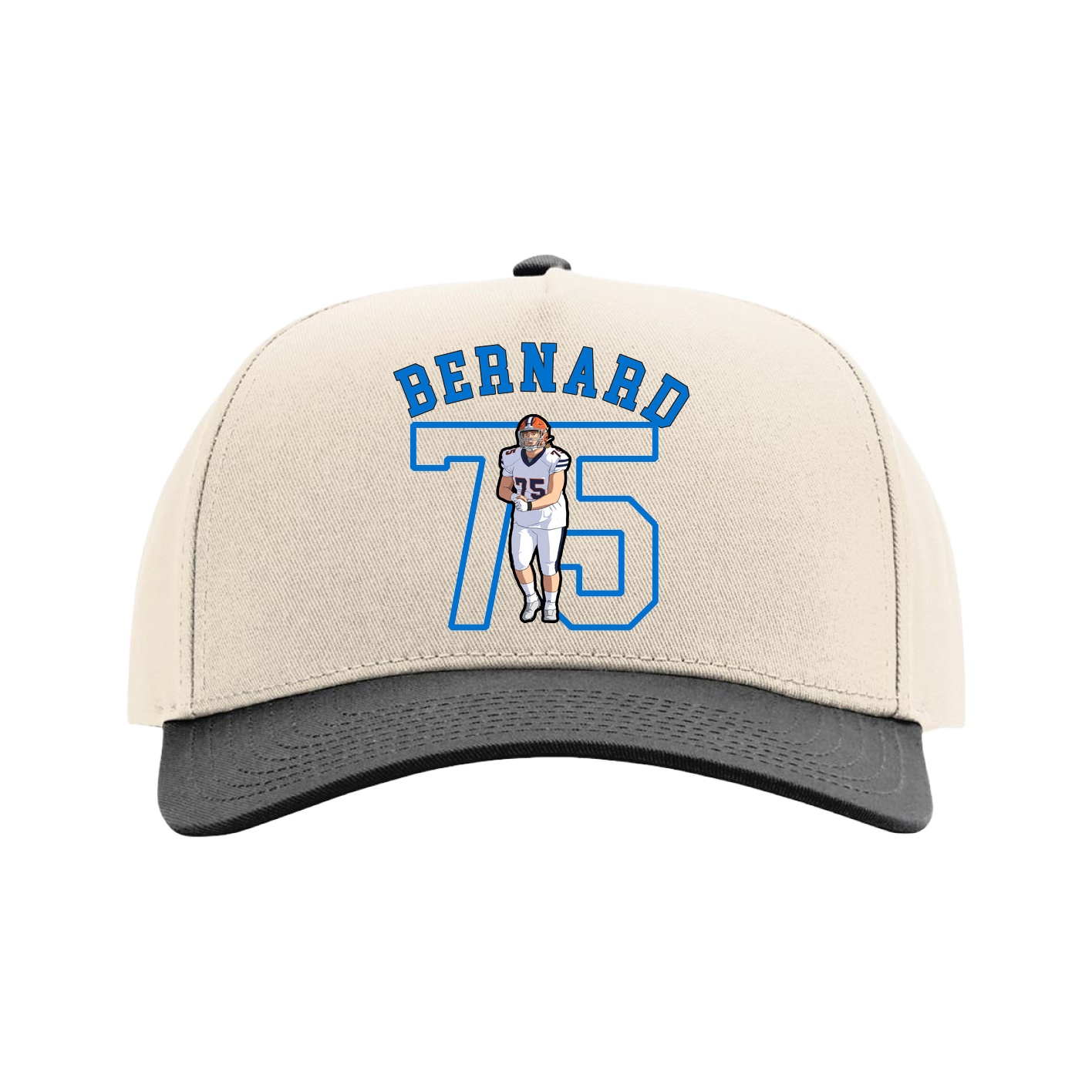 Full Fabric Five-Panel Champ Cap — Shirsey Arch in Cream/Black