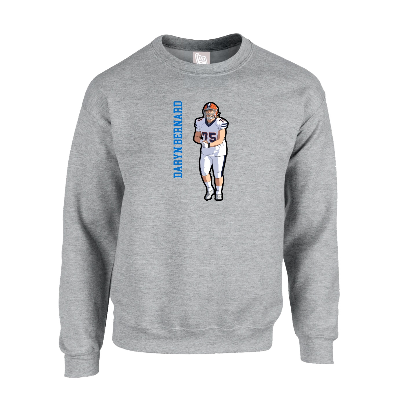 Fleece Crew — Name Vertical in Grey