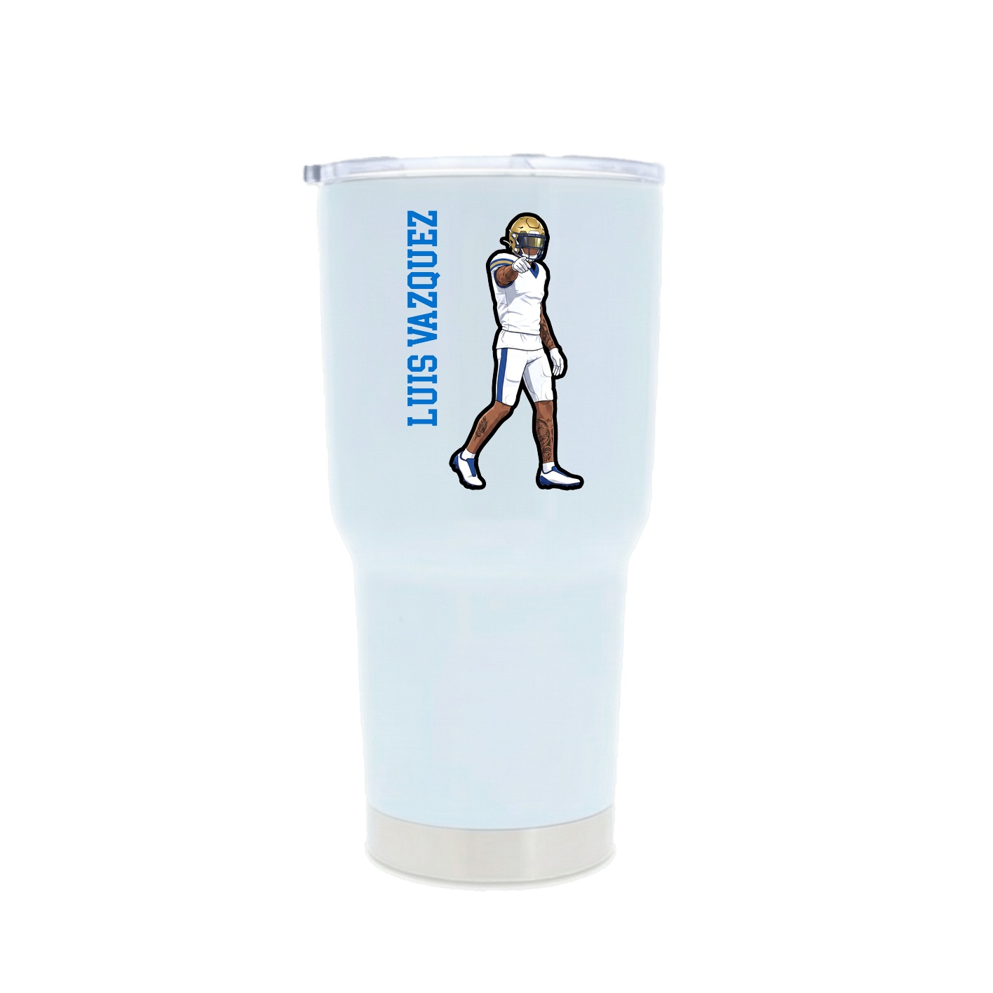 30oz Stainless Steel Tumbler — Name Vertical in White