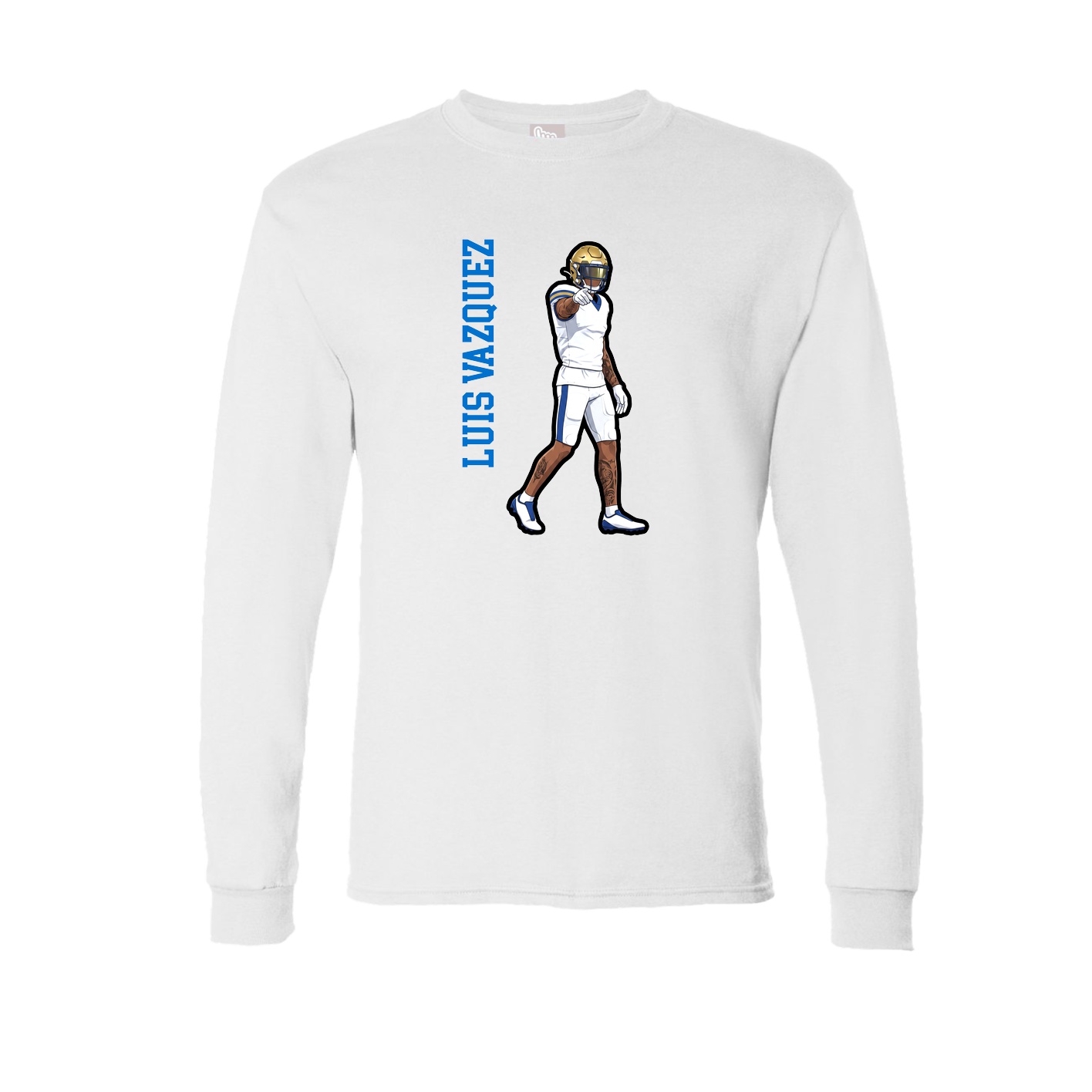 Long Sleeve Tee — Name Vertical in White