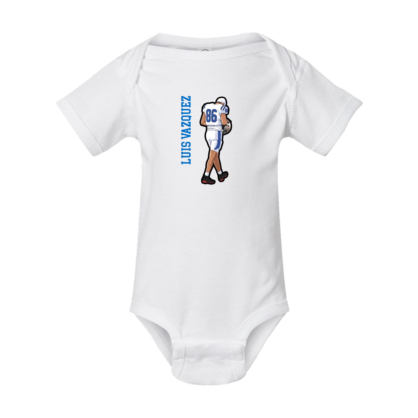 Baby Onesie — Name Vertical in White