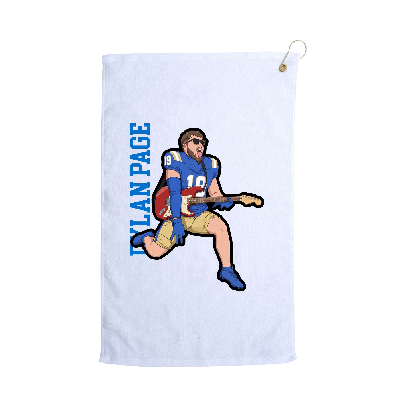 Golf Towel — Name Vertical in White