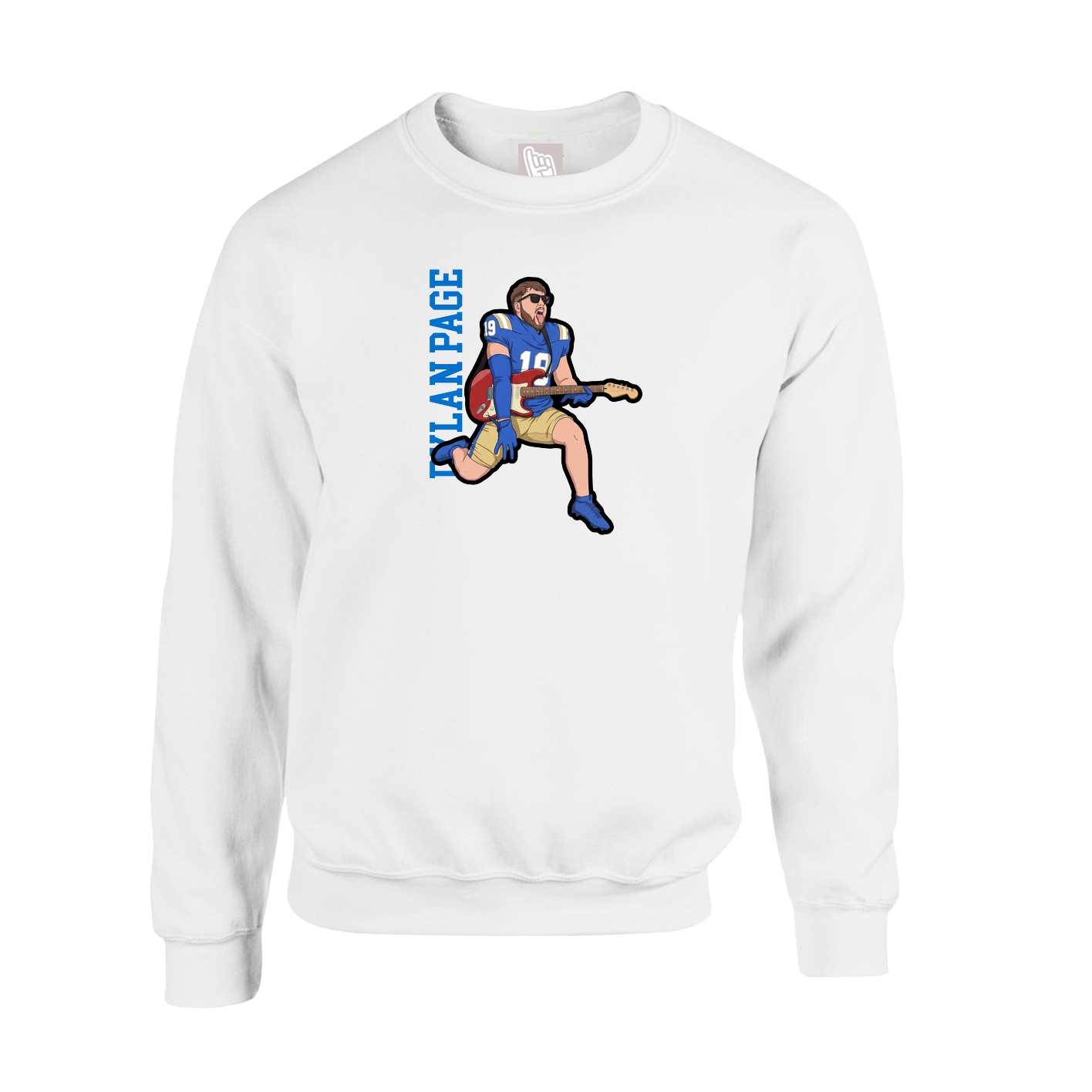 Fleece Crew — Name Vertical in White