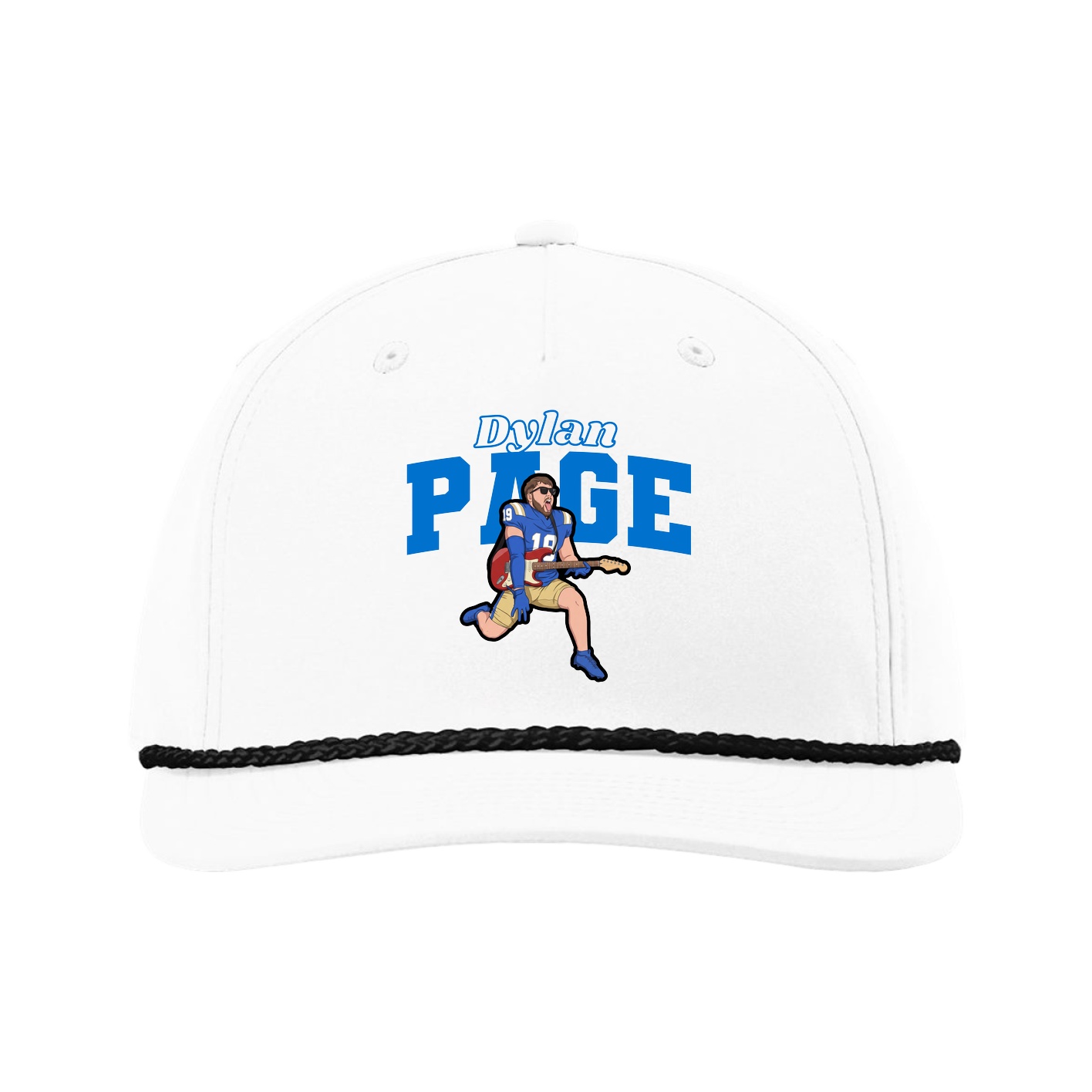 Five-Panel Classic Rope Cap — Name Arch in White